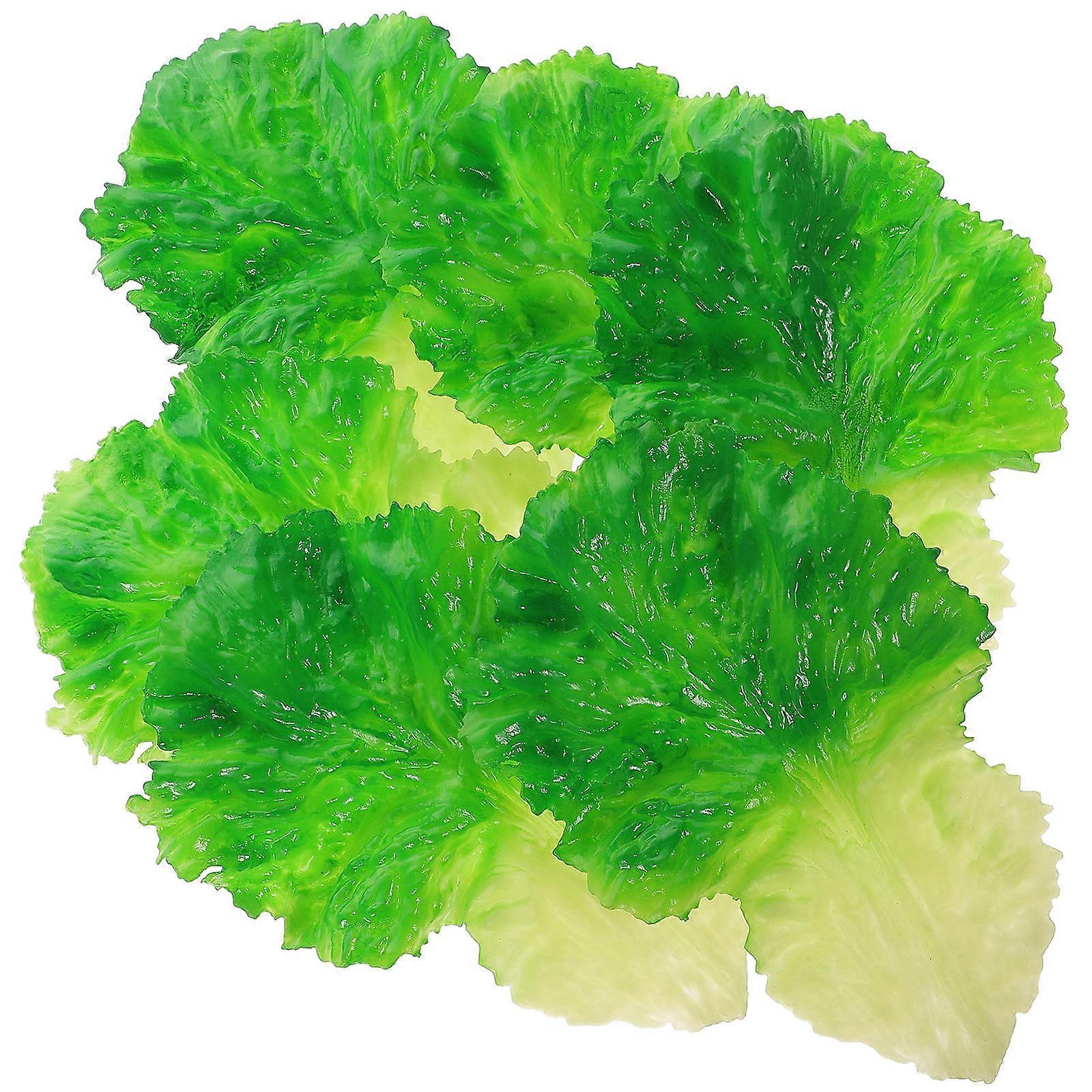 Artificial Lettuce Leaves for Decor Vivid and Lifelike PVC Green Color 6 Pieces