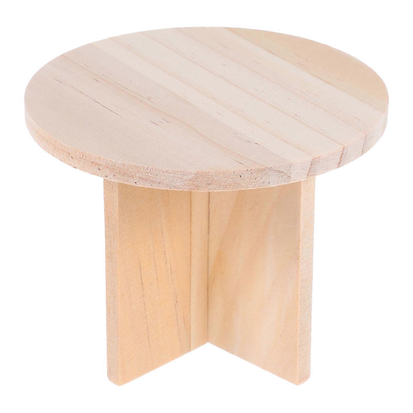 Wooden Miniature Round Table for Dollhouse Decor Khaki Solid Wood Crafted Durable and Lifelike 1:12 Scale