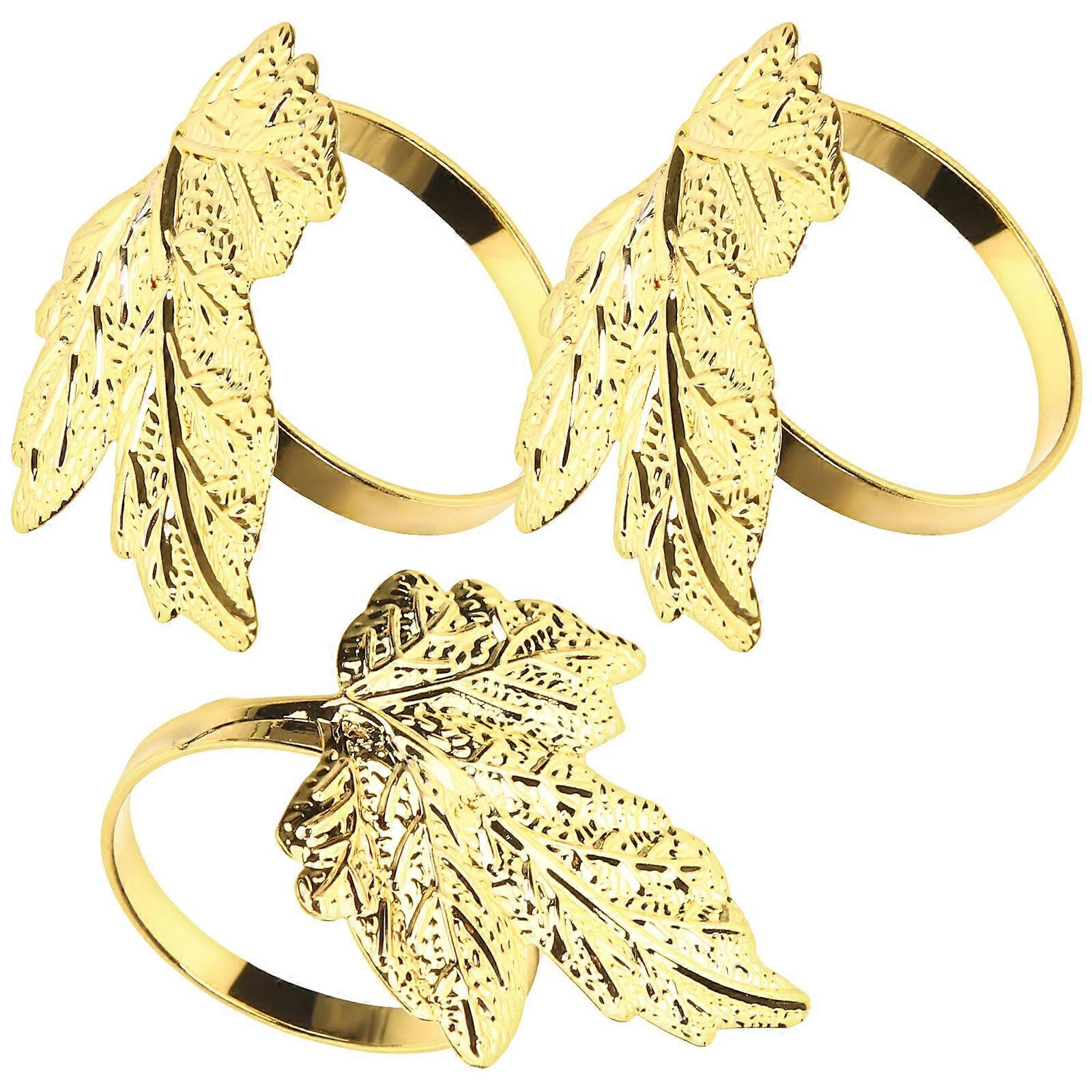 Elegant Round Napkin Ring For Dining Table Decoration In Golden Color Suitable For Holidays And Special Occasions 3Pcs