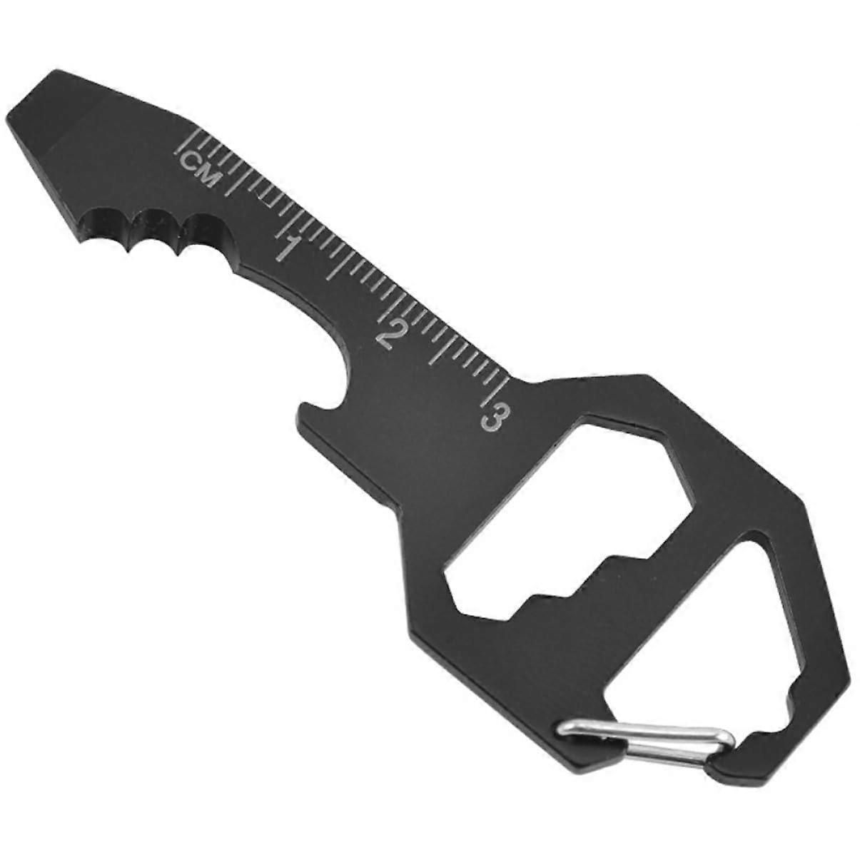 Multifunctional Key Fob Bottle Opener Tool for Outdoor Activities Compact Pocket Tool with Measuring Ruler Cable Cutter and Wrench for Camping