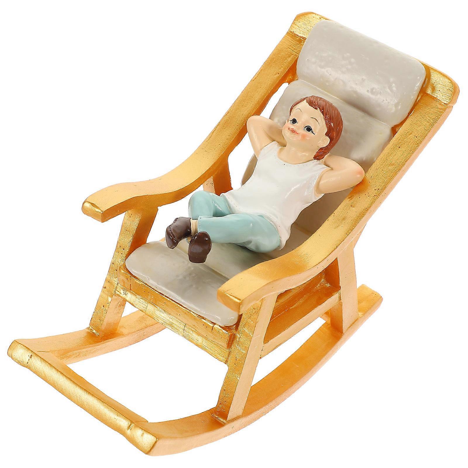 Vintage Mini Rocking-Chair Model For Photographers Balcony Decor 5X3.5X2.7in Size 1Set