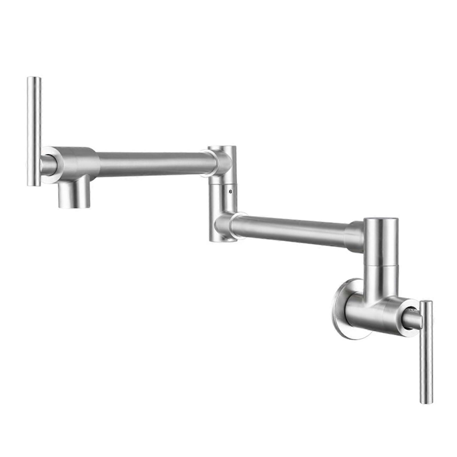 LYSDJEH Rotatable Kitchen Wall Faucet, Folding Arm Faucet, Single Hole Double Handle, Brushed Finish