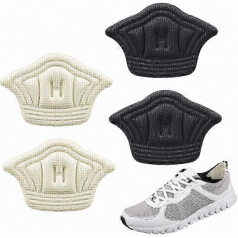 Soft Heel Protectors with Adhesive, Pack of 4 Non-Slip Pads for Comfort and Protection in Beige and Black, 10mm Size