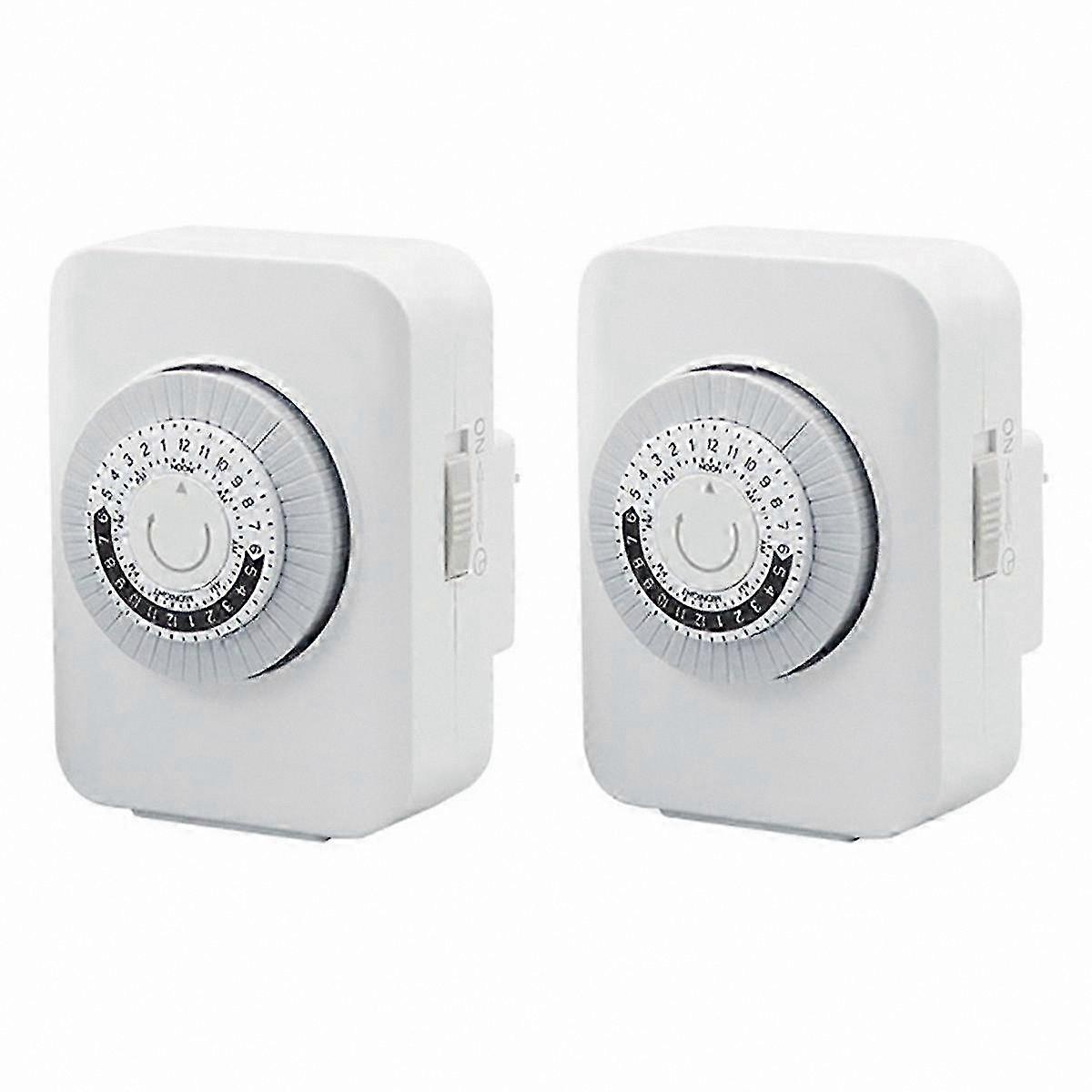 Mechanical Timer with 24-Hour Cycle, Plug-in Programmable Outlet Timer, 30-Minute Settings, 2-Pack, US Plug-Compatible