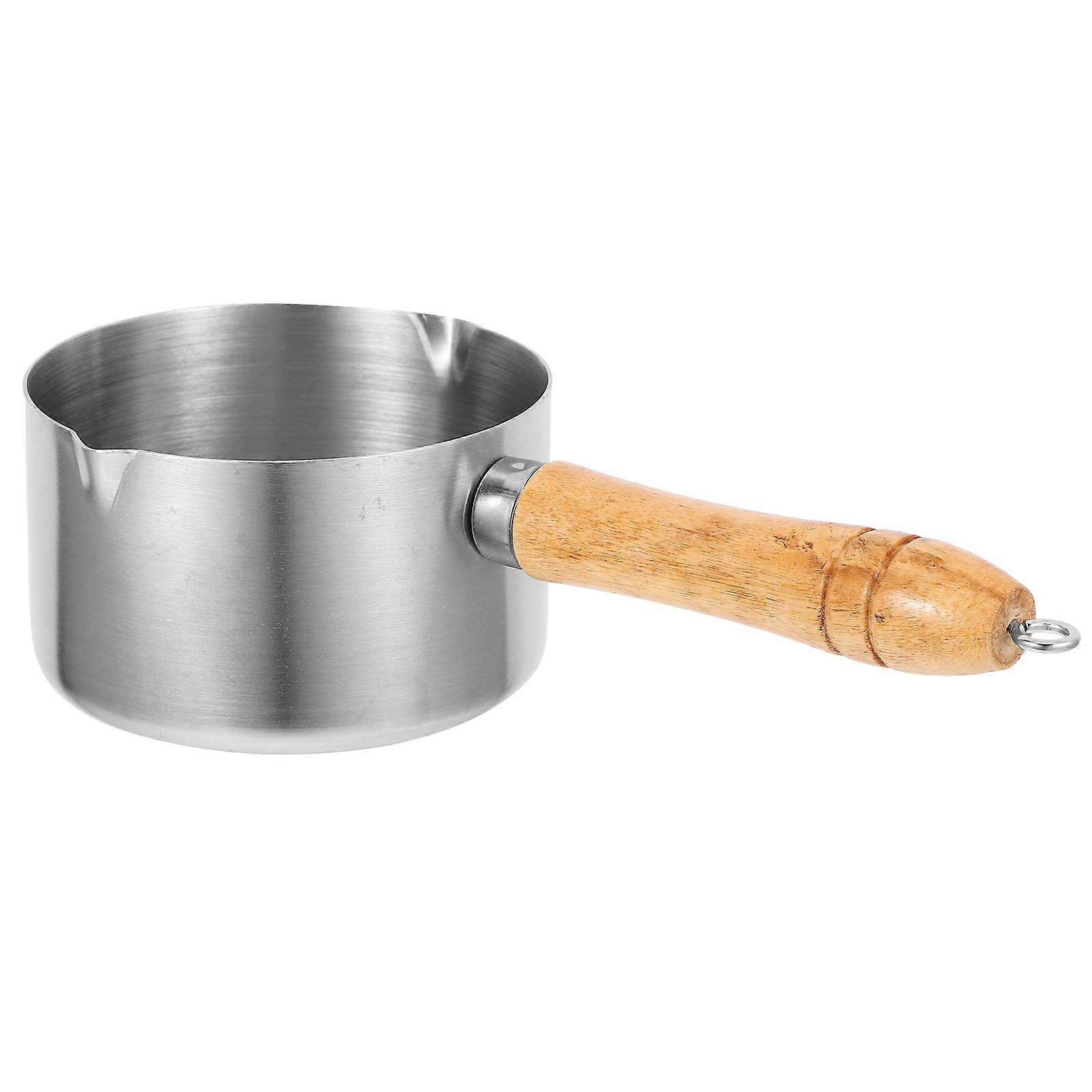 Stainless Steel Mini Pot with Wooden Handle for Home Use Easy to Clean and Space Saving 3.5 inches