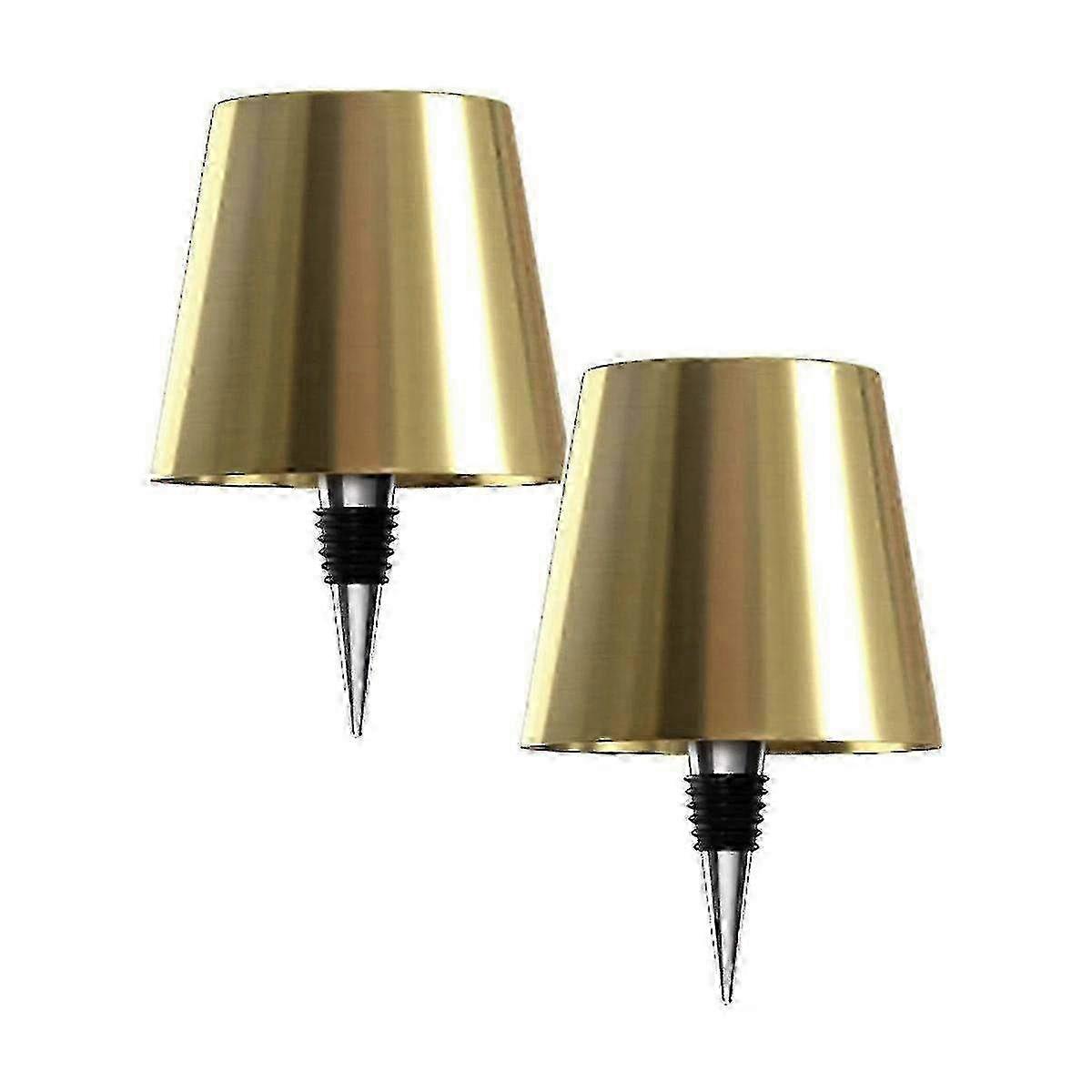 Wireless Bottle Lamp,3 Color Stepless Dimming Bottle Lamp,Rechargeable Touch Lamp (2Pcs-Gold)