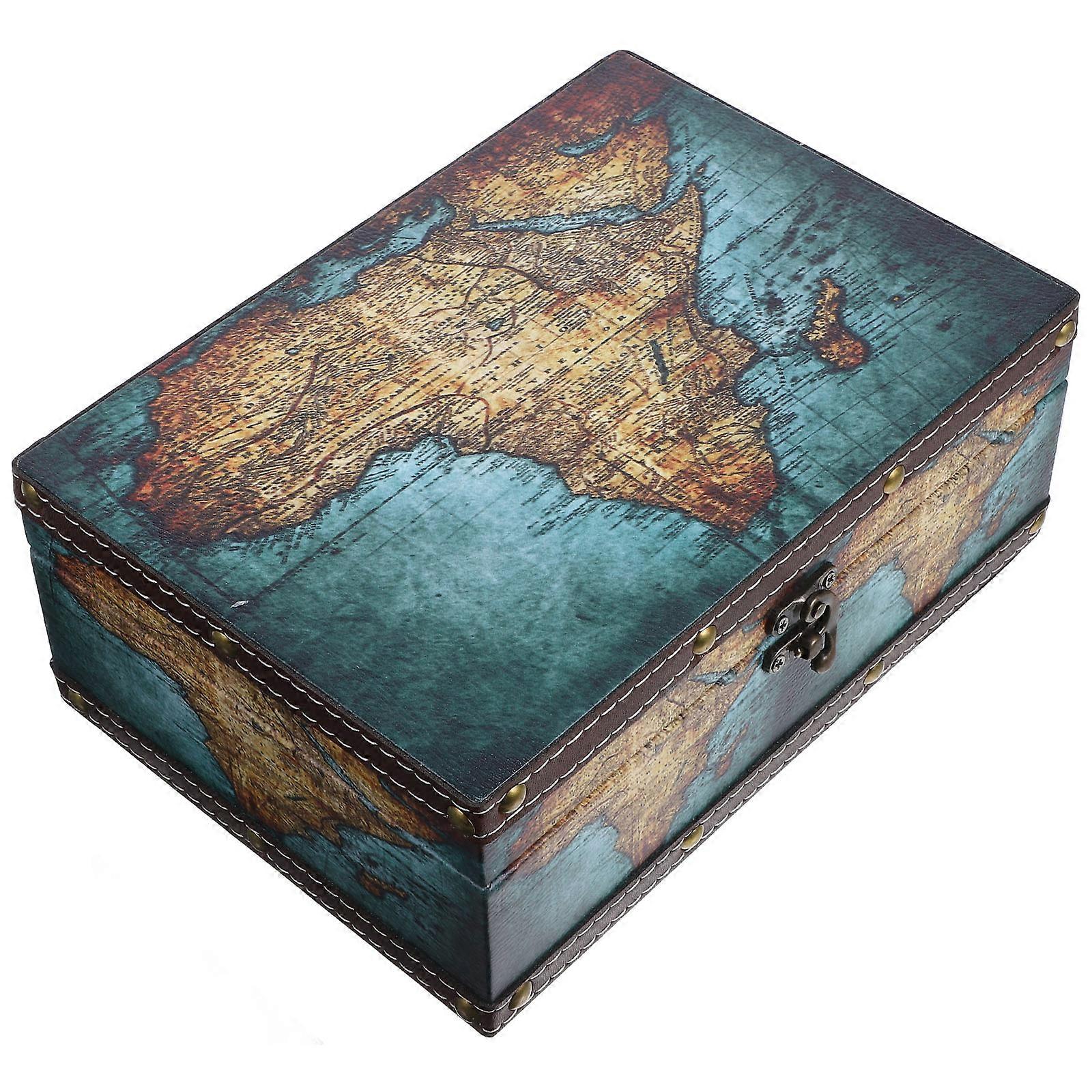Vintage Treasure Chest Handheld Small Storage Chest Box Dust-Proof Space Saving Homeowners Gift Recipients 9.3×6.6×3.6in 1Set