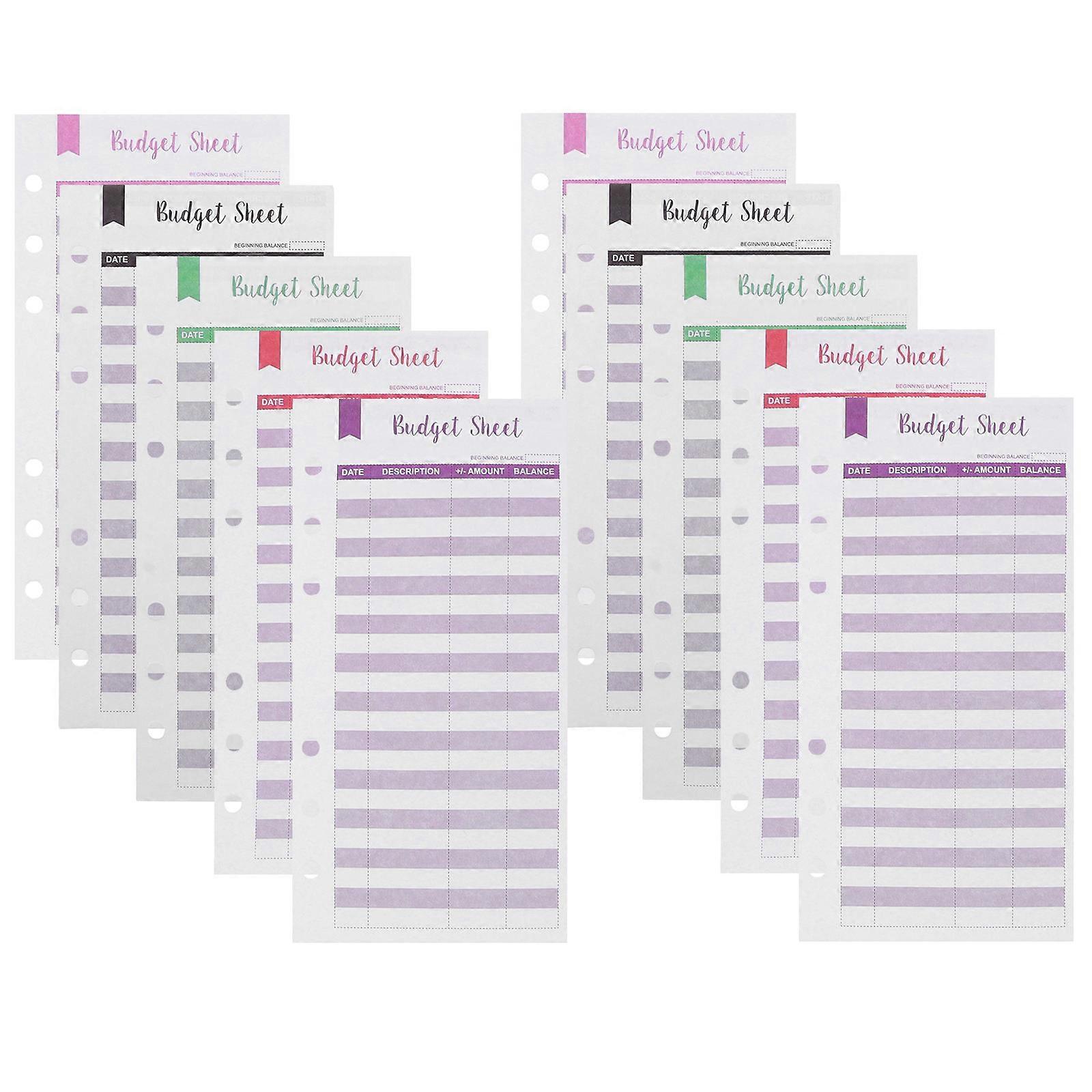 Daily Budget Sheets Expense Tracker with Punched Hole Design for Easy Use Assorted Color 36 Sheets