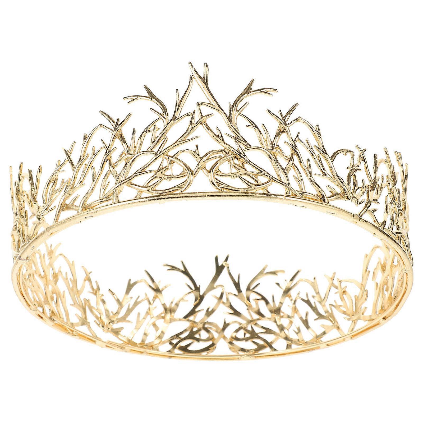 Golden Crown Headpiece for Decoration Use Sturdy Metal Material One Size Fits All
