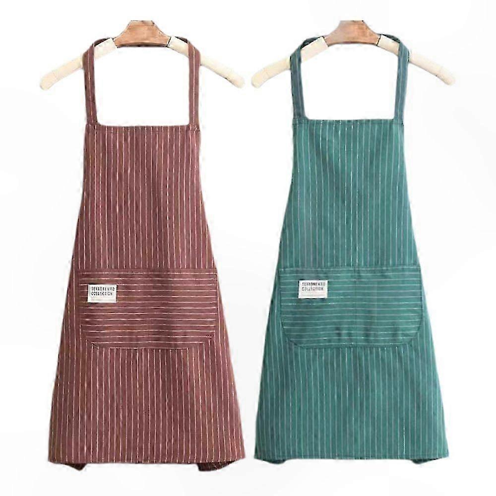 Adjustable Bib Apron with Pockets, Durable Kitchen Cooking Apron, 2-Pack