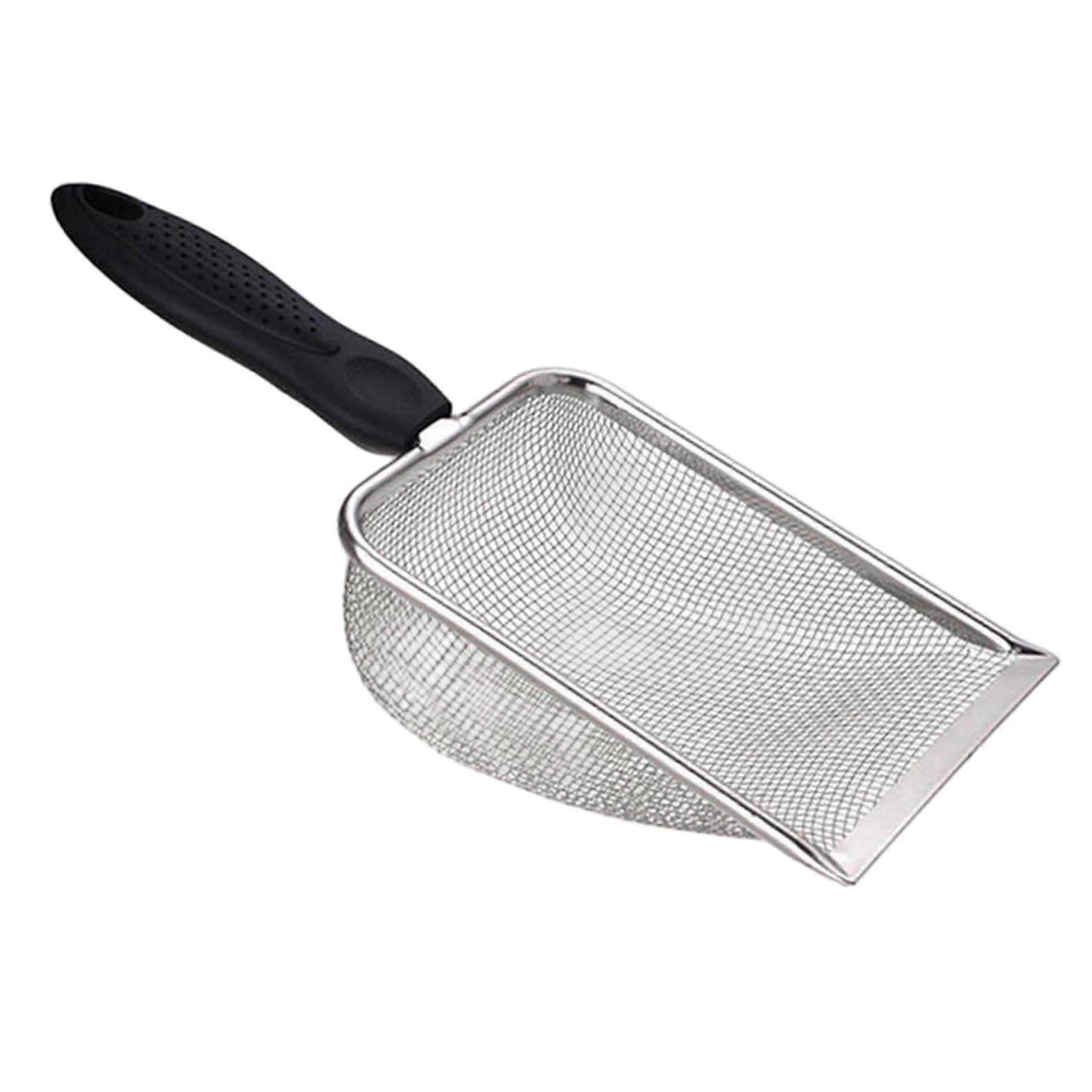 Sandsifter， 不锈钢跳蚤耙， 带舒适握把的沙滩铲， 儿童沙滩玩具， 室内、室外使用的猫砂筛