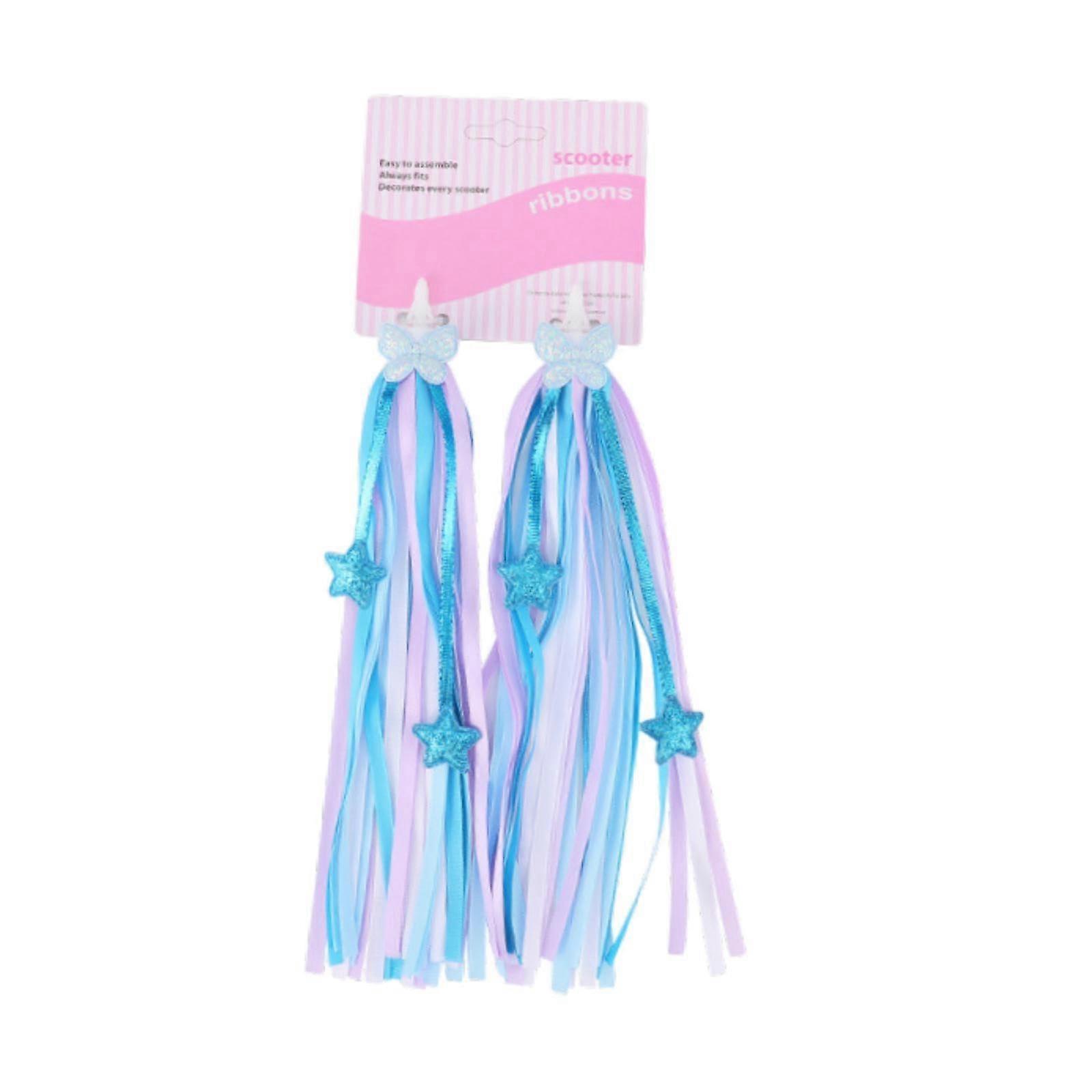 Bicycle Handlebar Streamers - 2 Pack Rainbow Colorful Ribbons for Kids Bikes, Blue Decorations for Boys and Girls