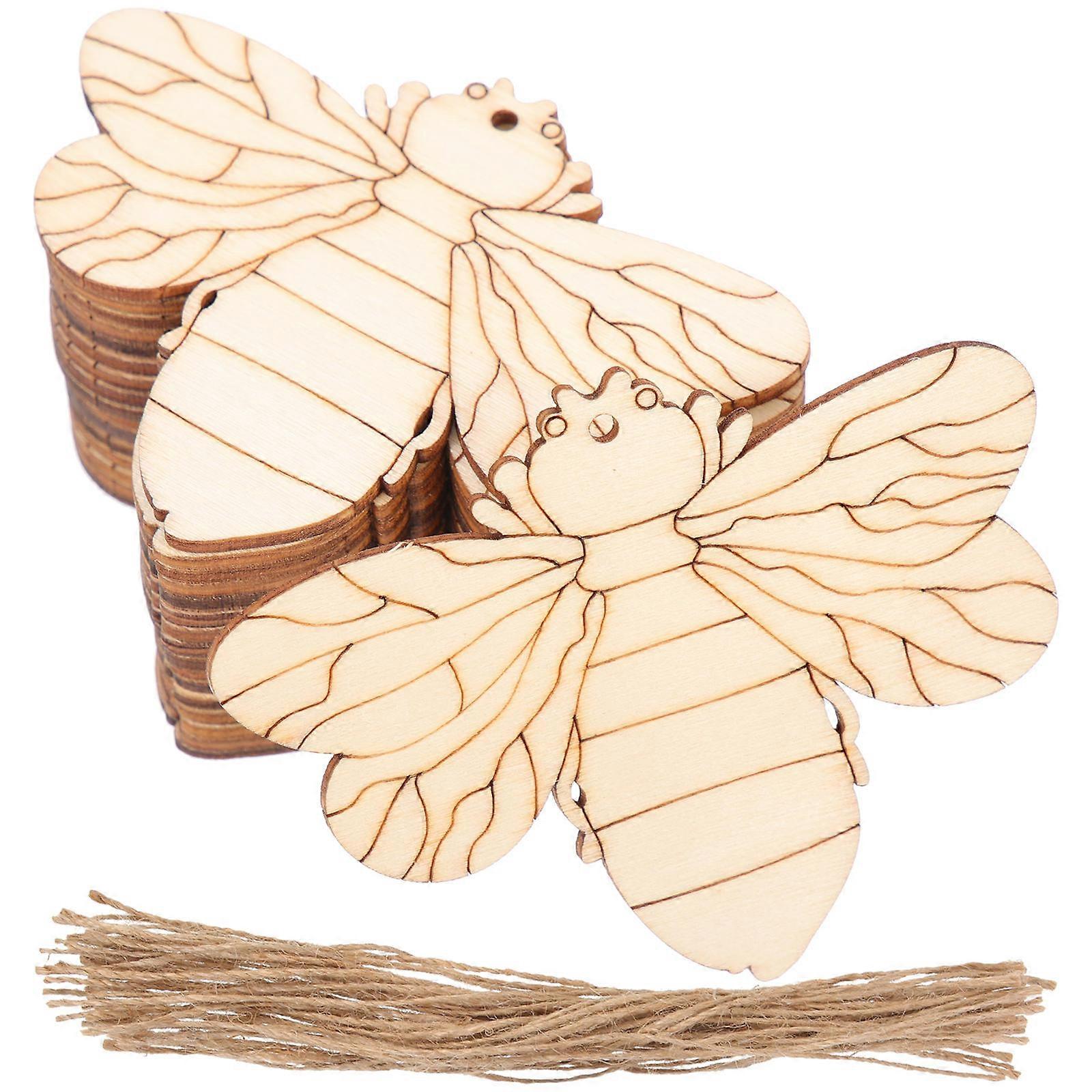 Unfinished Wooden Slices Set of 100 for DIY Aesthetic Projects in Bee Shape Designed for Children’s Creative Fun and Coloring Activities