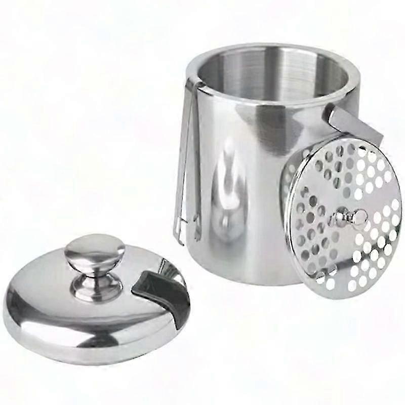 Insulated Ice Bucket with Lid - Double Walled, Includes Ice Tongs & Storage Compartment for Ice Cubes