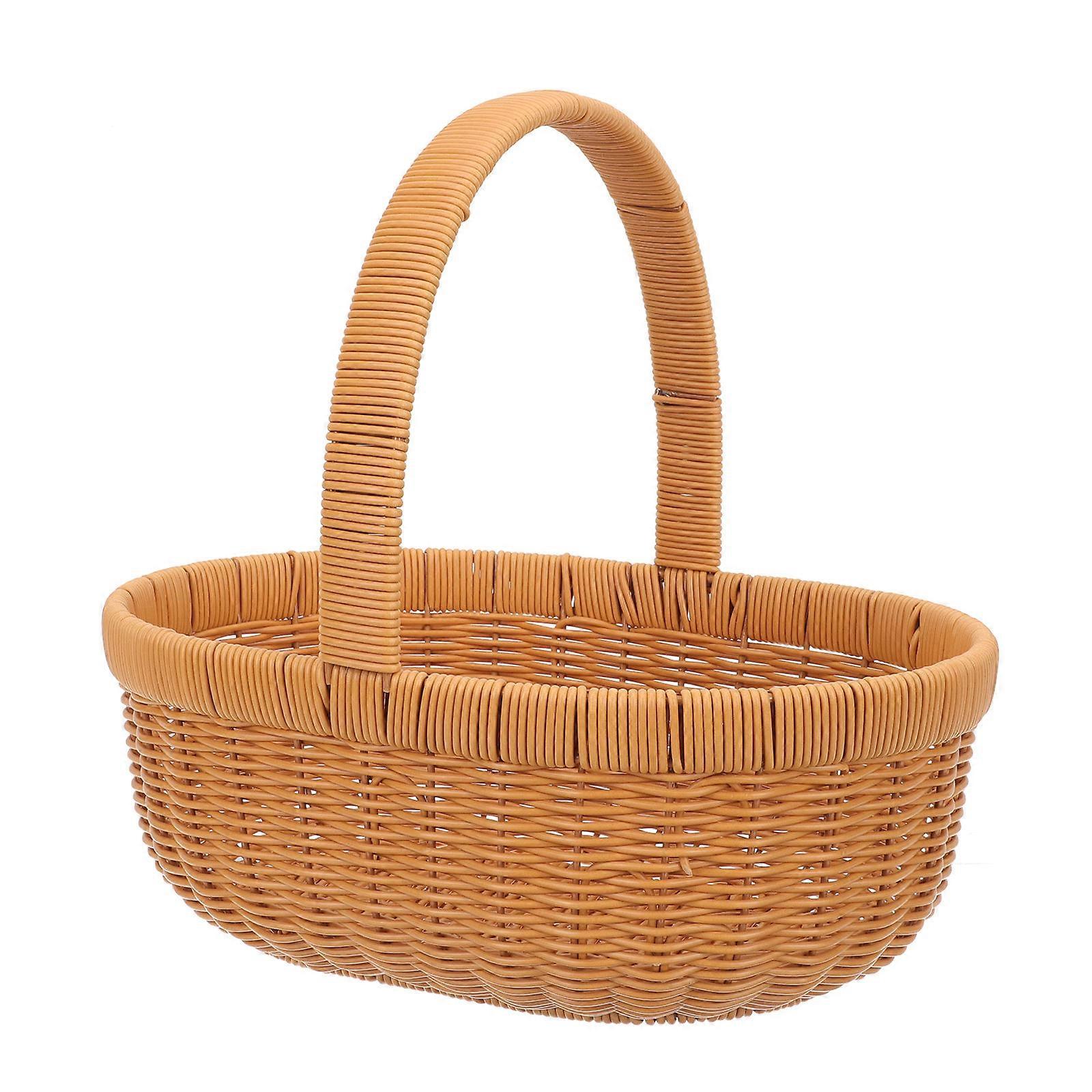 Handheld Storage Basket for Home Decoration Brown Plastic for 1Pack