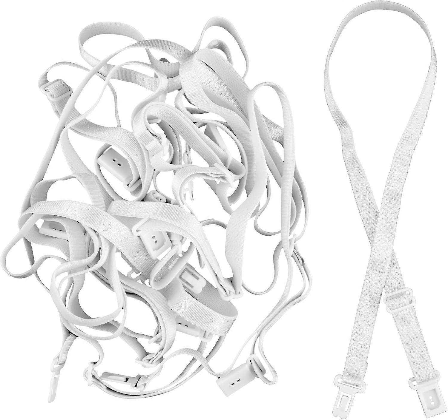 10 Pack White Adjustable Bow Tie Strap with Clip Elastic Bands  Style D