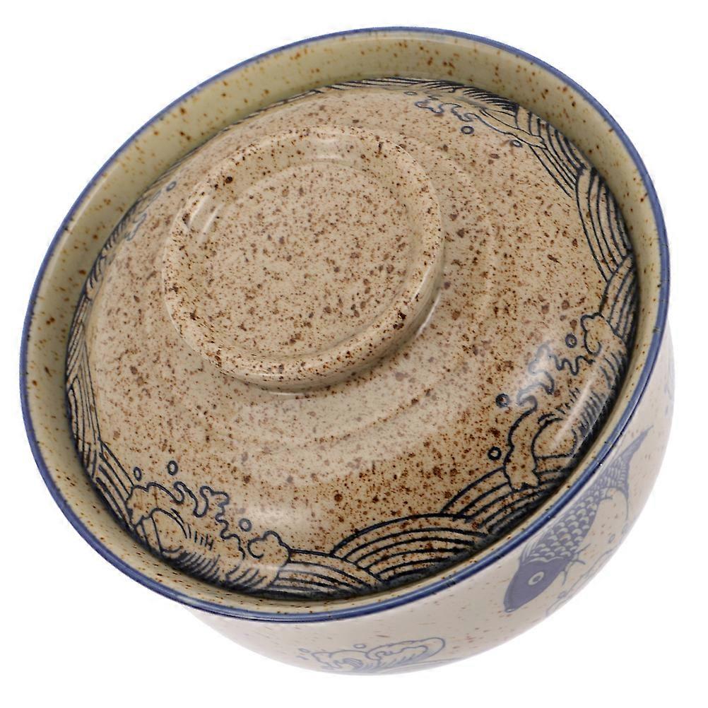 Ceramic Ramen Bowl with Lid for Food Serving in Home Users Multi Color High Temperature Firing 1Pcs