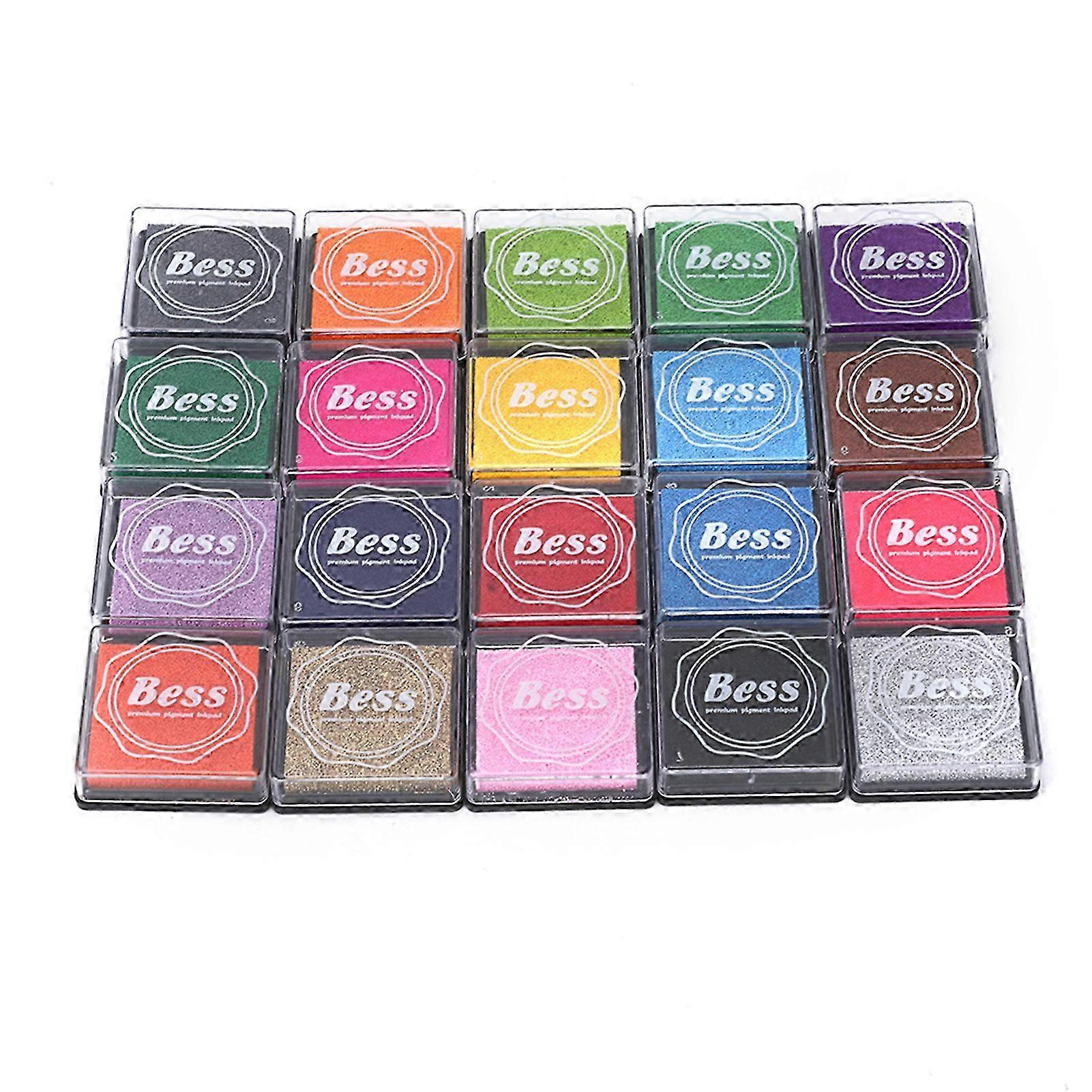 Kit de tampon encreur coloré 20 couleurs, 4x4cm tampon encreur éducatif pour enfants à usages multiples