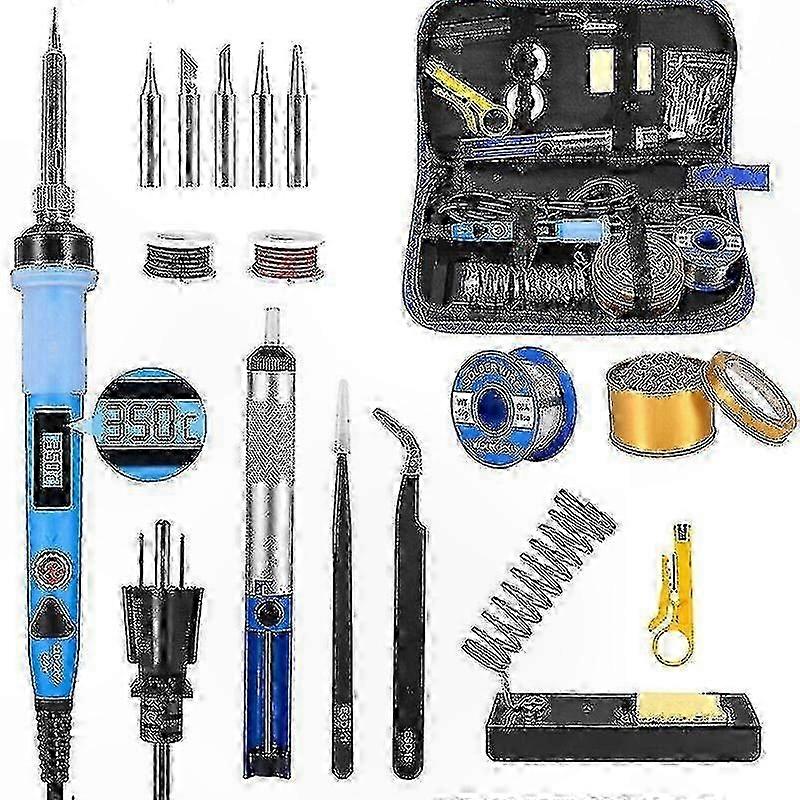 Adjustable Temperature Soldering Station with Iron, Wire, and Stand - 80W Tool Kit