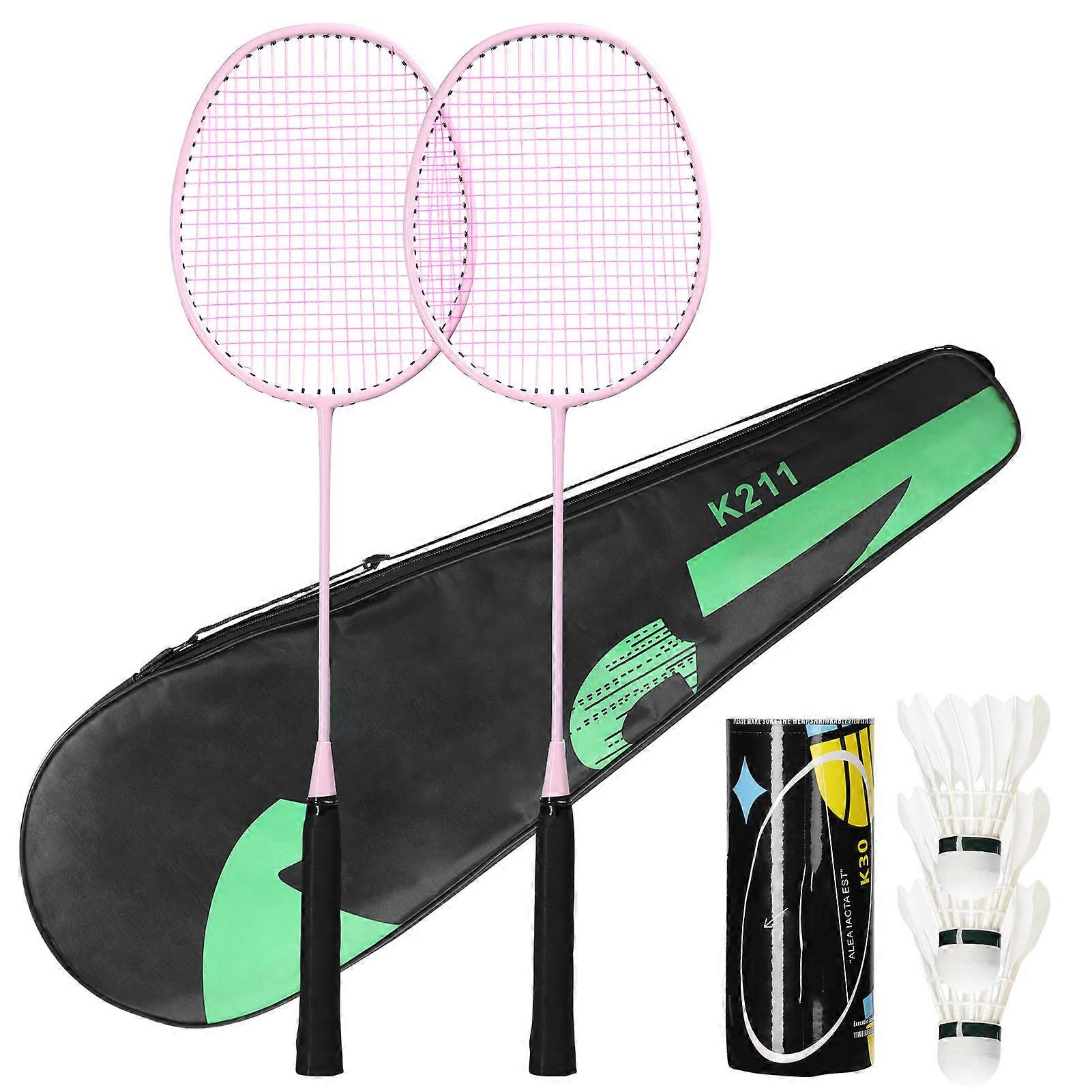Badminton Racket Set with 2 Rackets & 3 Shuttlecocks, 26.4" - Blue Green