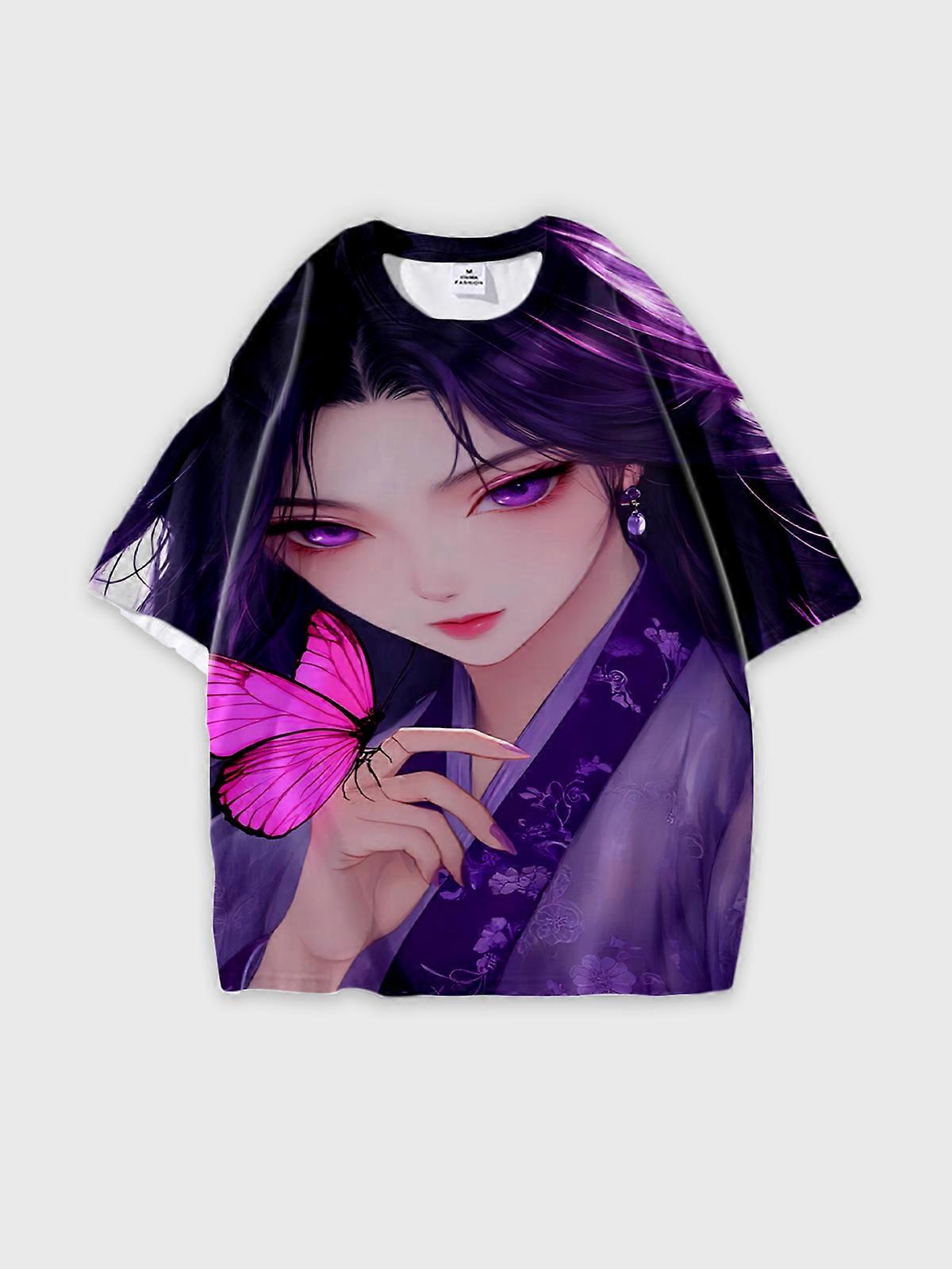 T-Shirt Short Sleeve Round Neck, Summer Casual Loose Graphic Tee, Unisex Pattern V2674