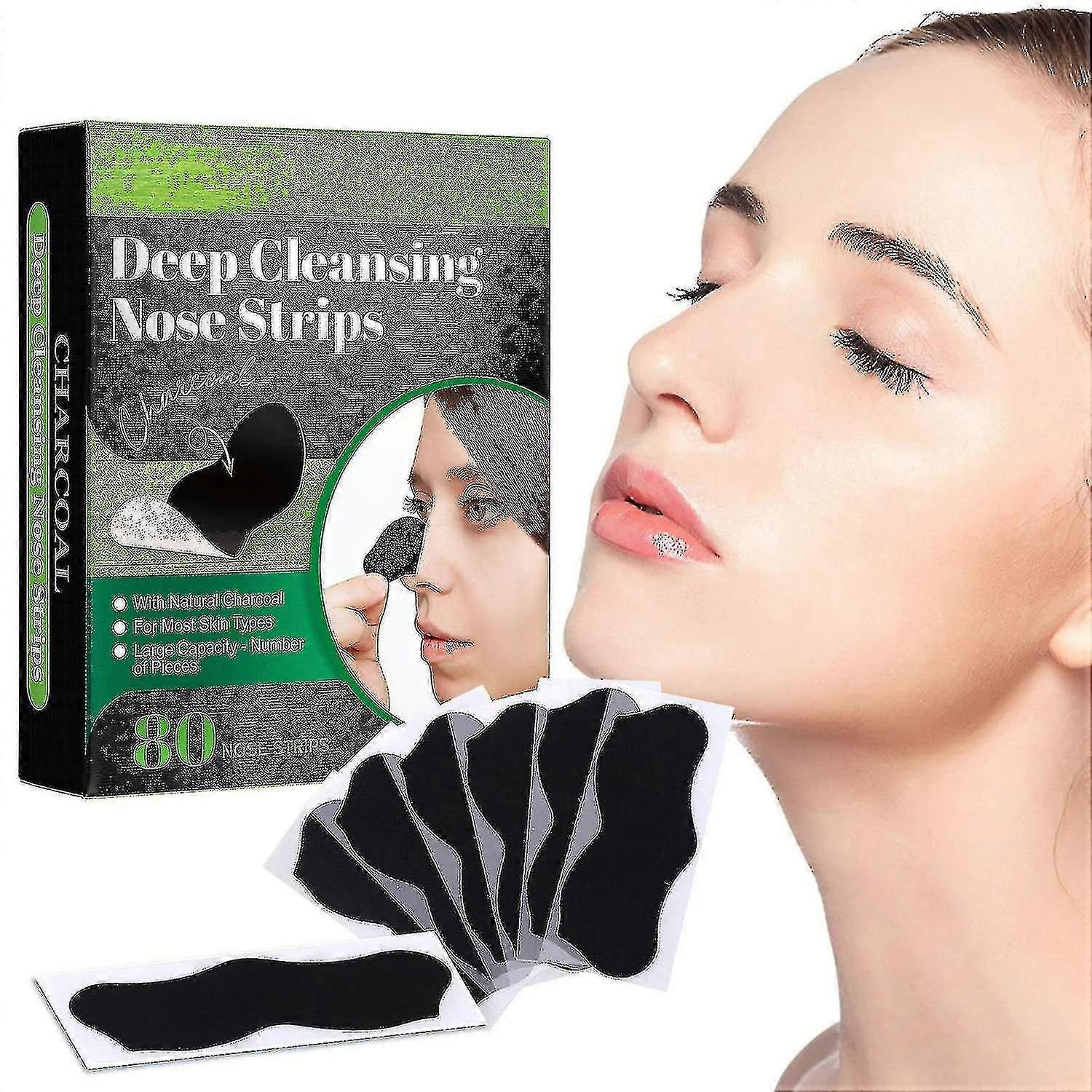 Blackhead Pore Strips, Deep Charcoal Pore Strips, 80pcs Blackhead Remover Strips, Blackhead Strips -