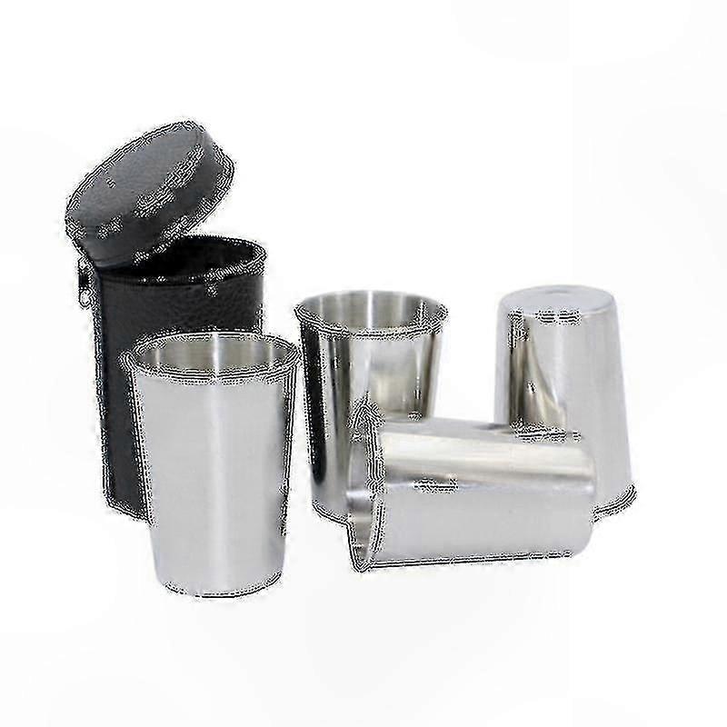 4 قطع أكواب نبيذ من الفولاذ المقاوم للصدأ مع حقيبة للاستخدام في الهواء الطلق أكواب محمولة وقابلة للتكديس 150 مل