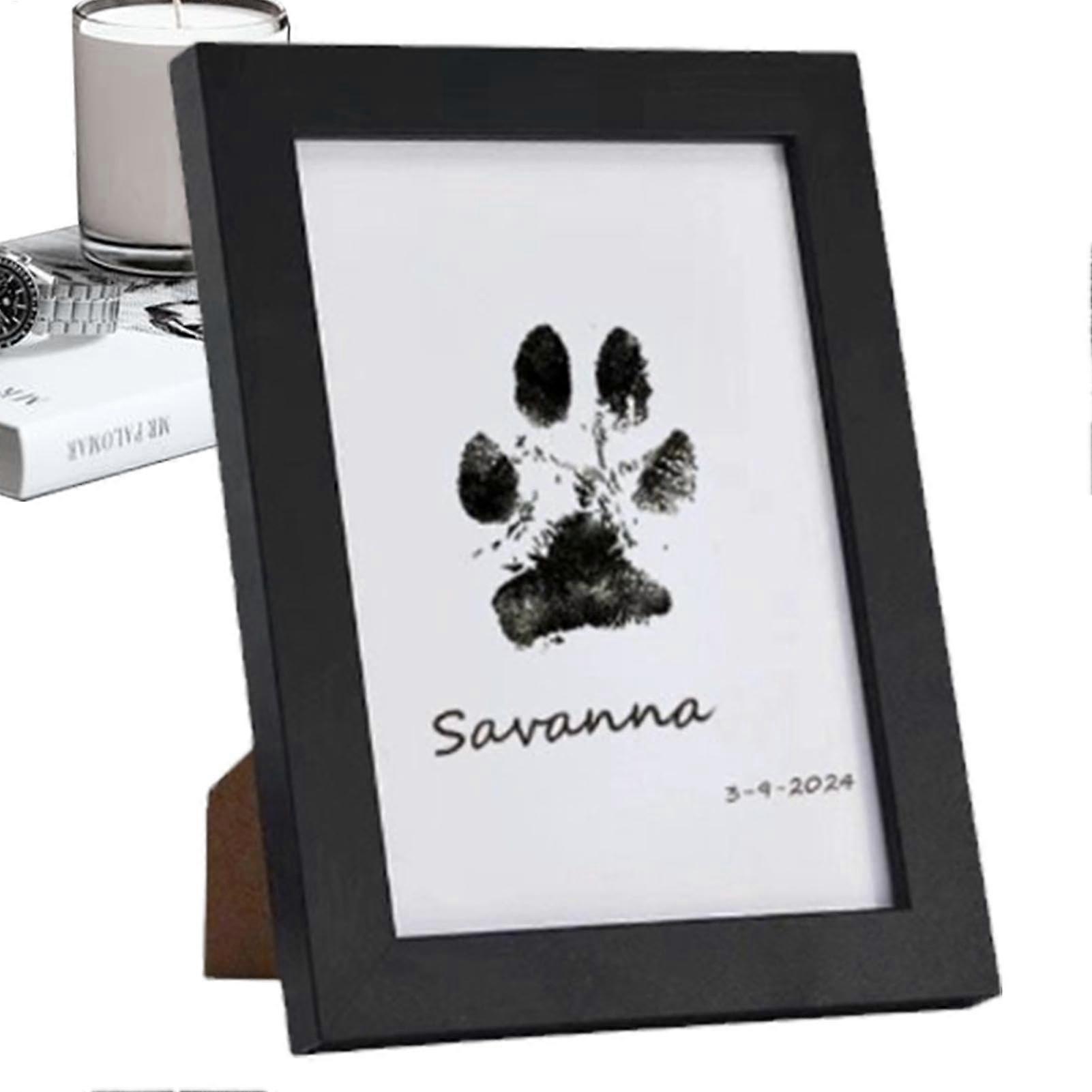 Wooden Photo Frame Paw Print Set For Pets Dog And Cat Baby Handprint And Footprint Frame Beige 1.2 cm
