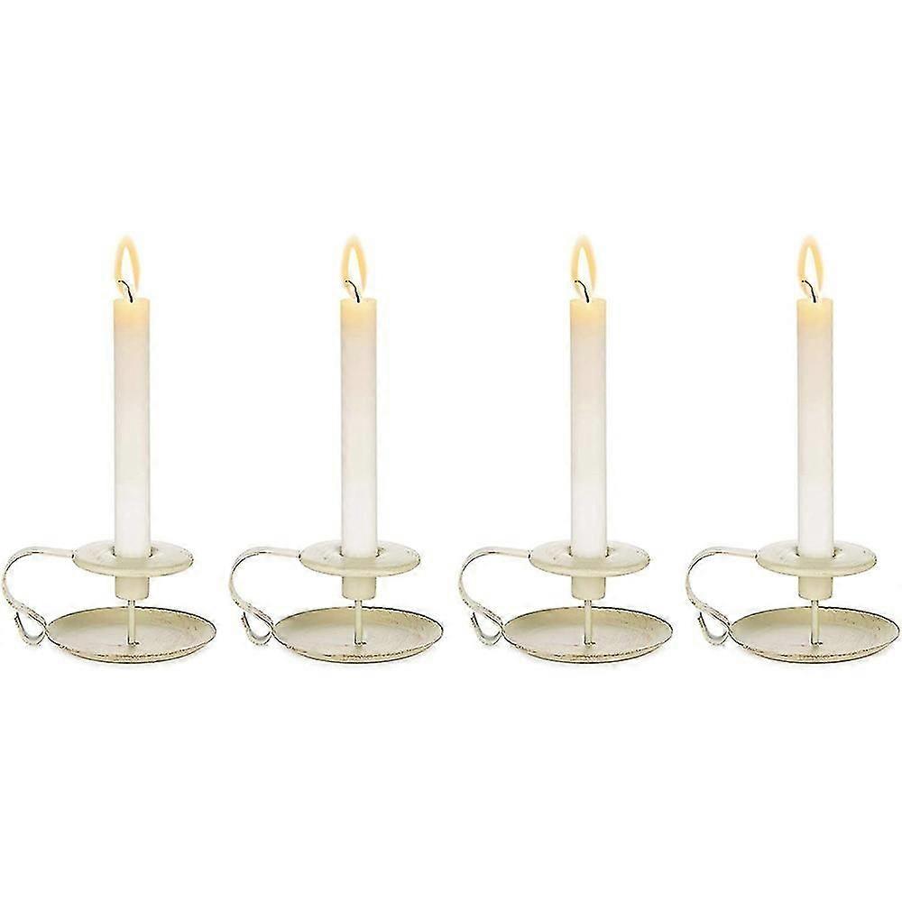 Rétro Fer Candélabre Simple Noir Bougeoirs Bougie Conique