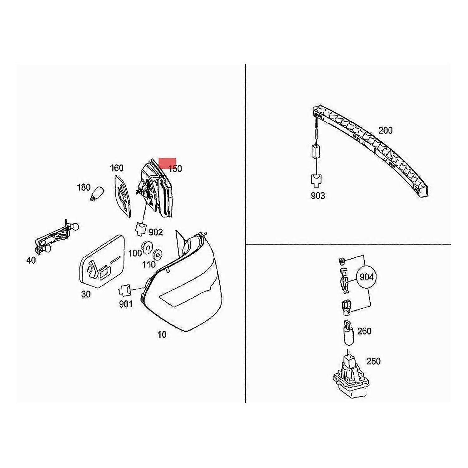 Right Rear Trunk Lid Inner Tail Light Stop Lamp A2128200864