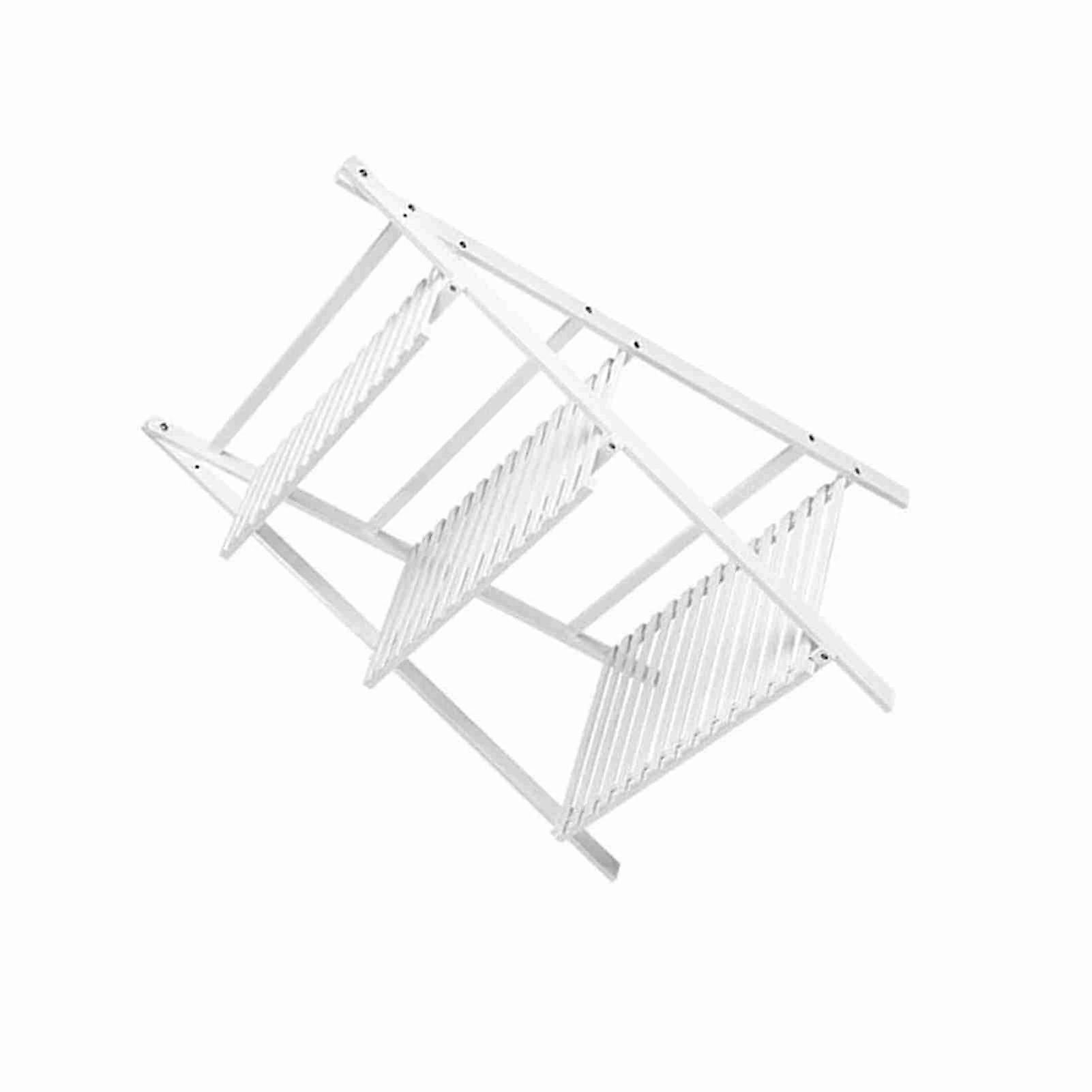 3-Layer Foldable Bamboo Plant Stand Rack 70x40x96cm White
