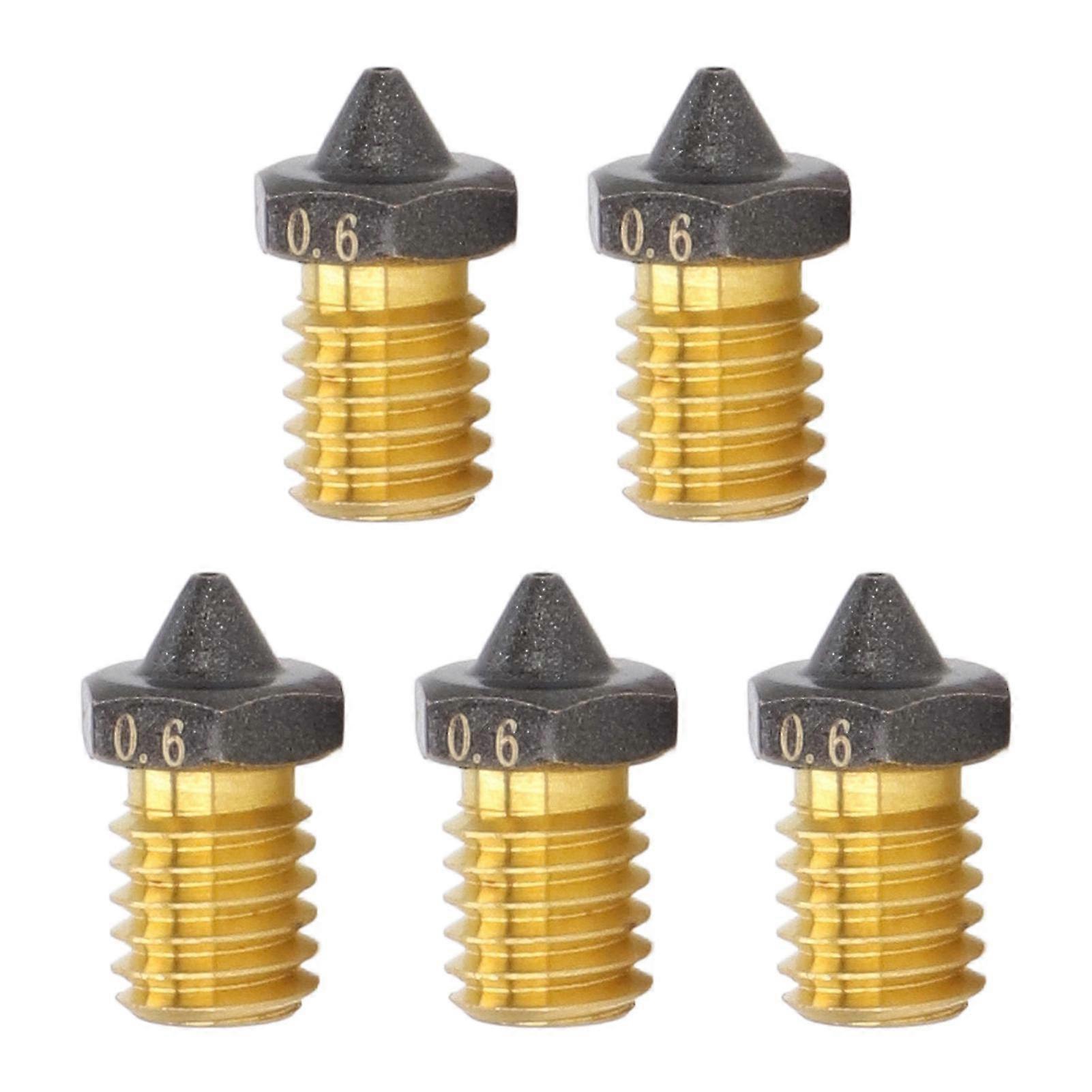 0.6mm Hole 1.75mm Filament High Flow 5PCS PTFE Coated Brass 3D Printer Nozzle Replacement 2025