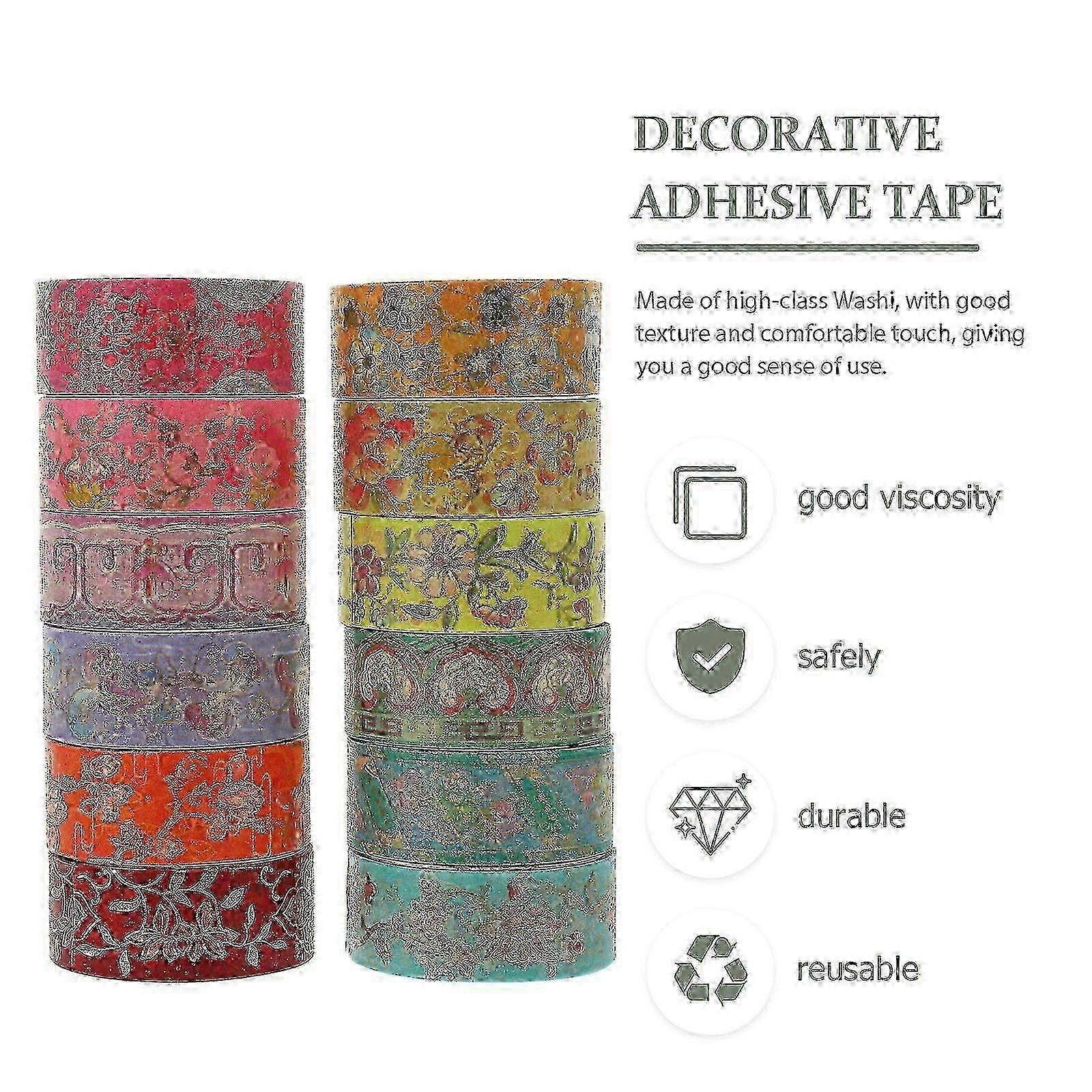 12 Rolls Vintage Floral Pattern Washi Tape Decorative Scrapbooking Tapes DIY Washi Tapes