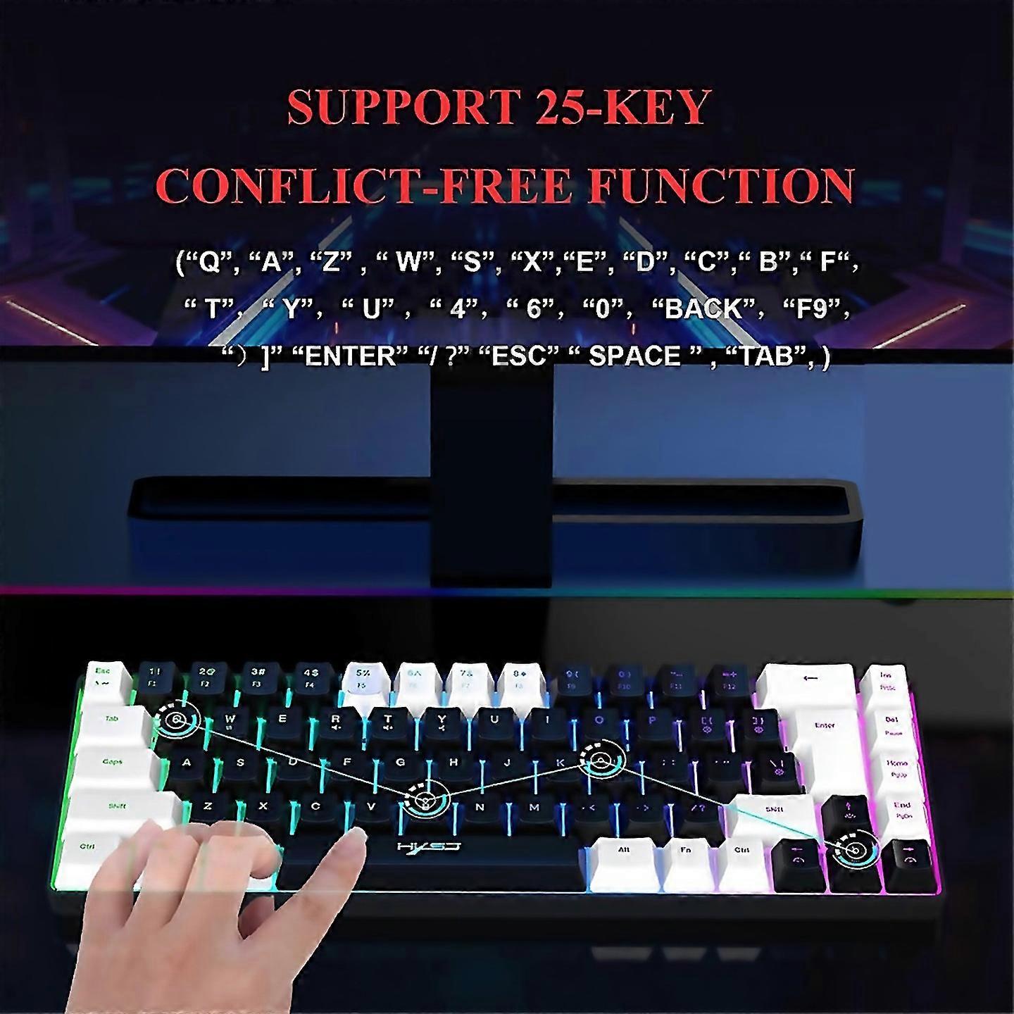 For 68 Keys Mechanical Keyboard Compact For Pc Gaming Suitable For Everyday Use