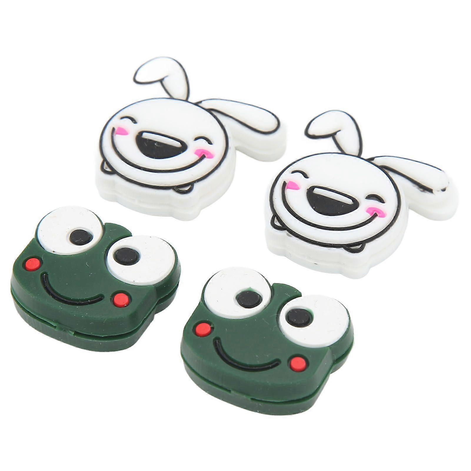 4 PCS Tennis Racket Vibration Dampener Cartoon Animal Shape Tennis Shock Absorber Frog 2.2cm/0.9in Rabbit 2.8cm/1.1in