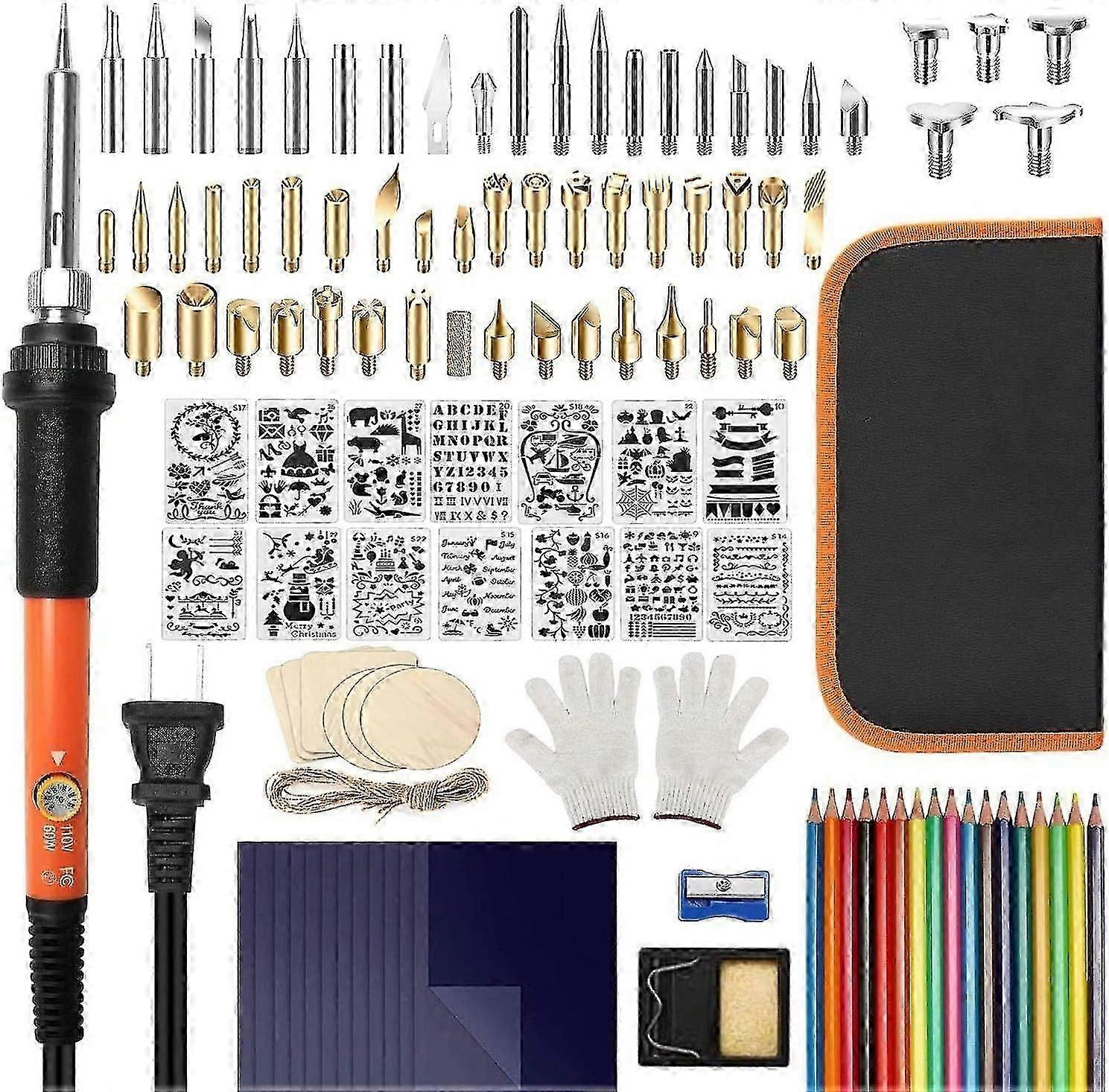 Wood Burning Kit, 116pcs Pyrography Pen Set With Adjustable Temperature 200~450 Switch, Wood Burning Tool Kit - Embossing/carving/soldering Tips/sten