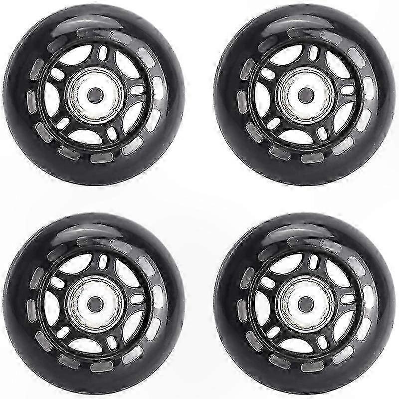 70mm Inline Skate Replacement Wheels with Bearings, 4-Pack, Black, All-Surface Performance