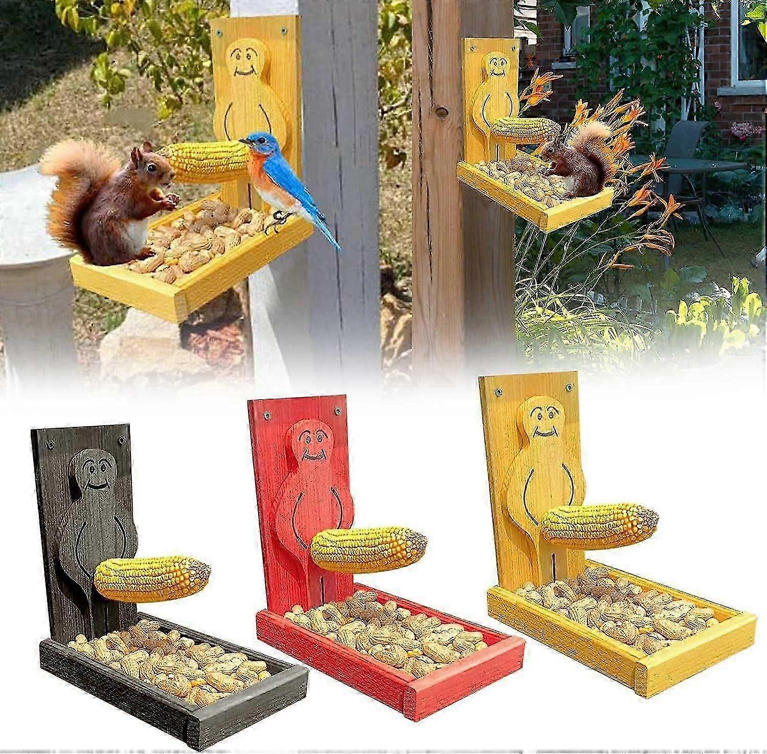 Funny Squirrel Corn Cob Feeder with Proud Man Design, Creative UK Garden Decor for Bird Lovers