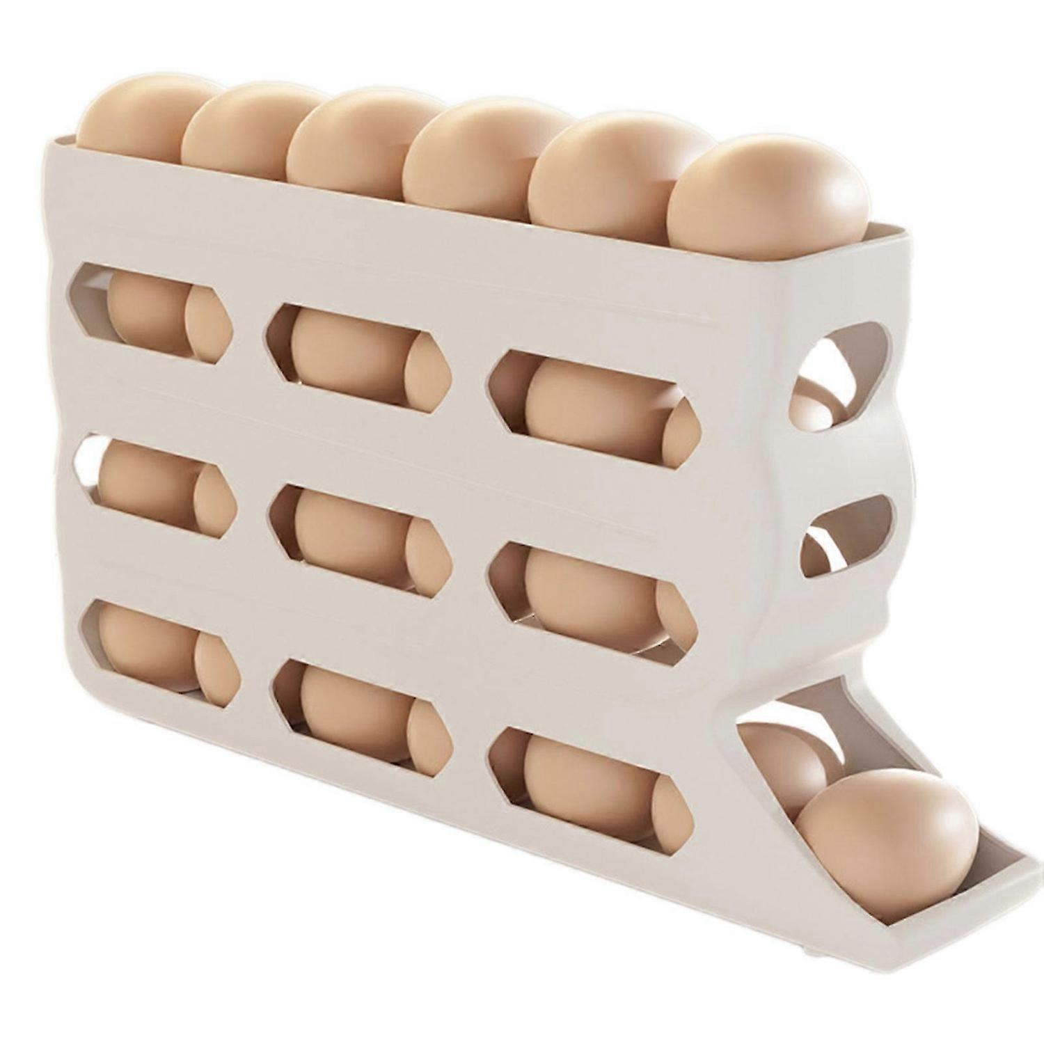 Refrigerator 4-Tier Egg Holder Automatic Rolling Egg Dispenser Fridge Egg Holder Kitchen Egg Rack