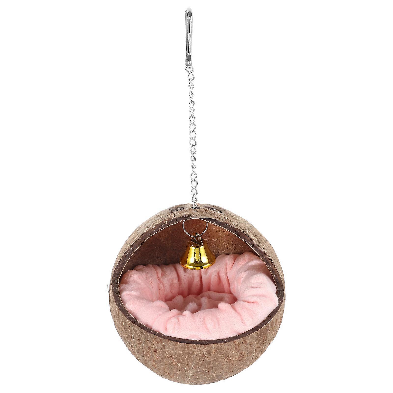 Natural Coconuts Bird Nest for Hamster 4Pcs Comfortable Bird Bed with Bell
