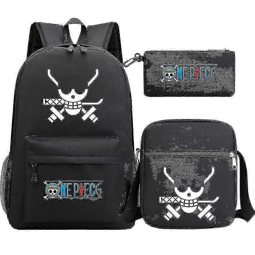 3 قطع لوفي حقيبة مدرسية - حقيبة ظهر USB مقاومة للماء للسفر للنساء والرجال - حقيبة سفر للكمبيوتر المحمول للرياضة في الهواء الطلق - Mochilas