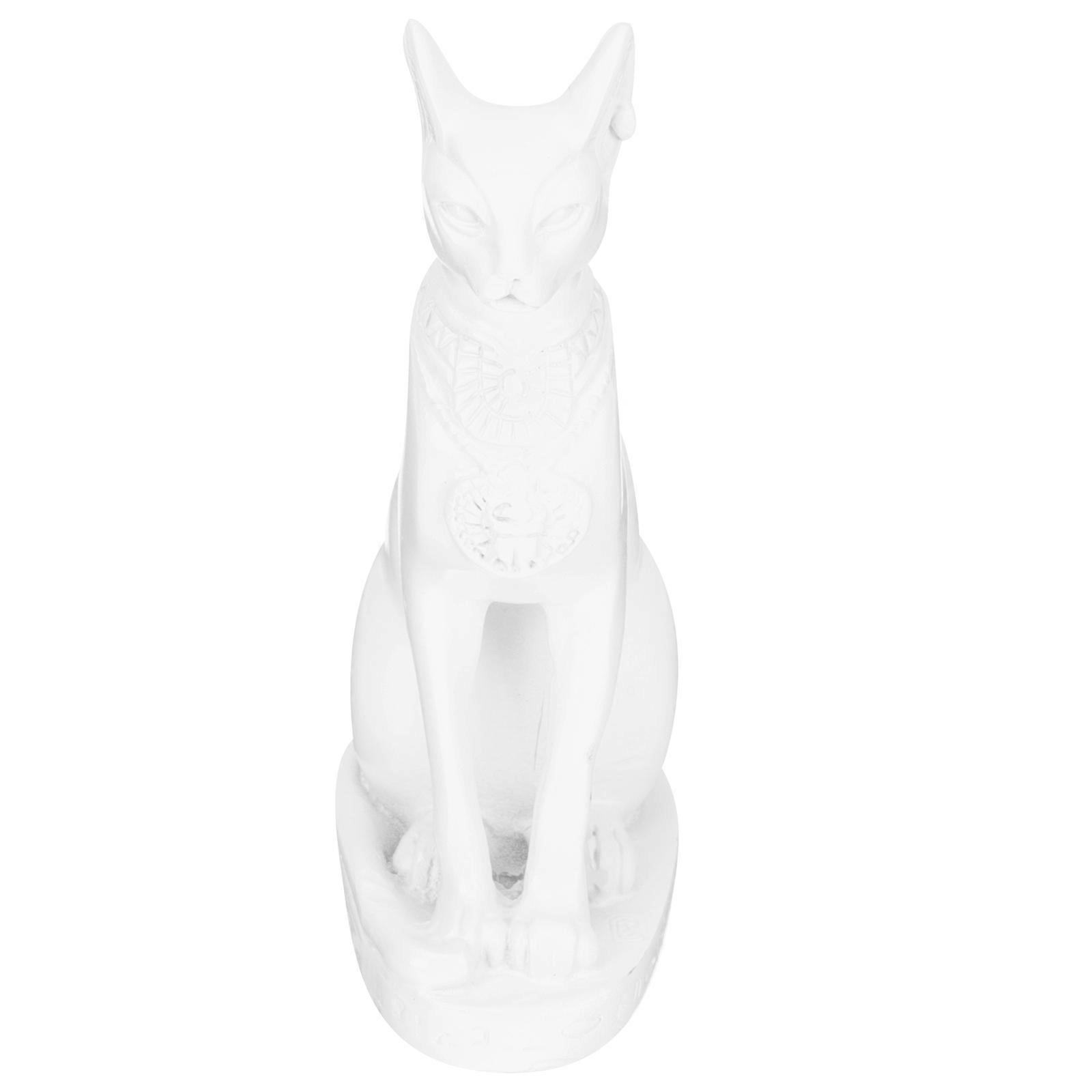 Delicate 3Pcs Egyptian Cat Ornament Ideal For Christmas Creative Design Perfect For Tabletop Decoration In White Color