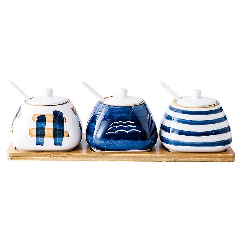 Condiment Container Ceramic Seasoning Jar for Kitchen Use 1Set