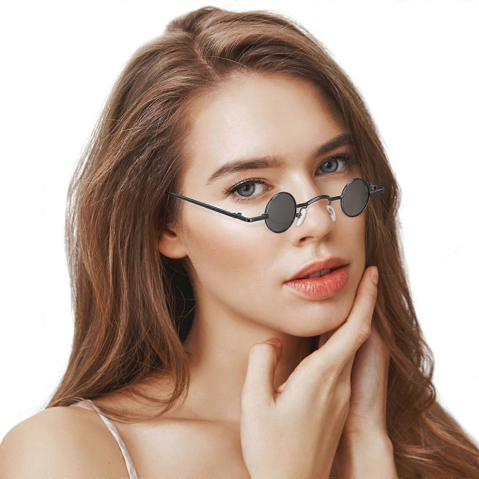 Beach Eyewear for Wearing 3Pcs Small Round Frame Sunglasses Black