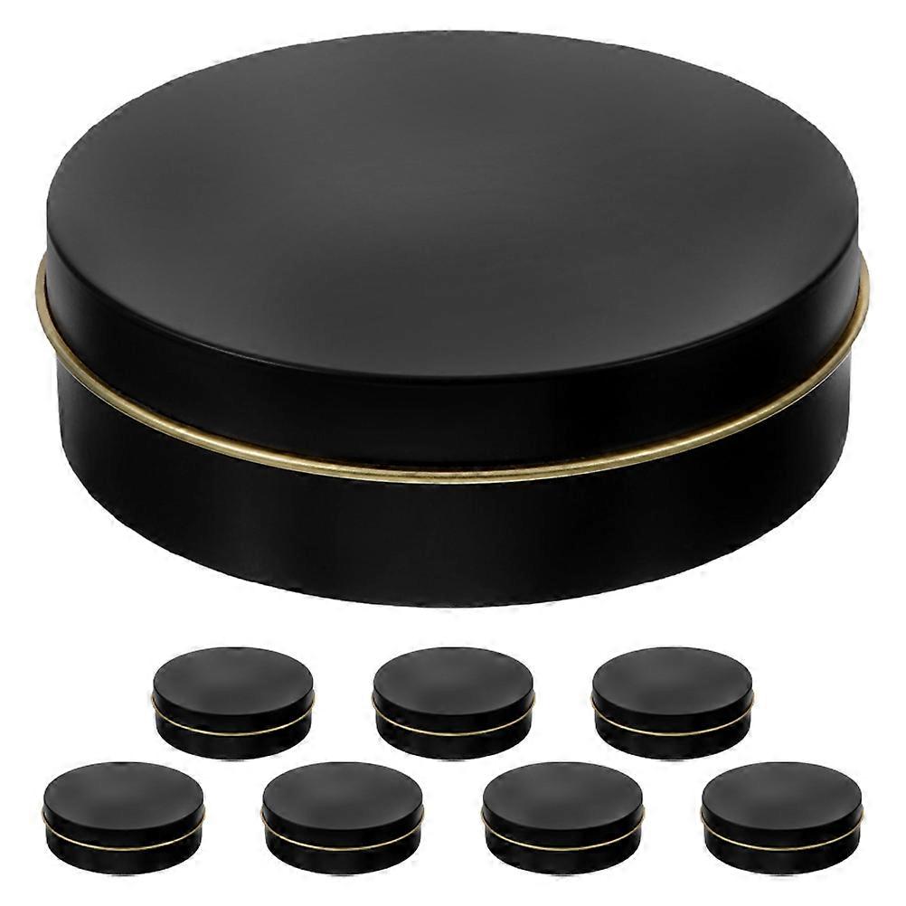 Round Tinplate Storage Box for Candle Balm Use 8Pcs Included