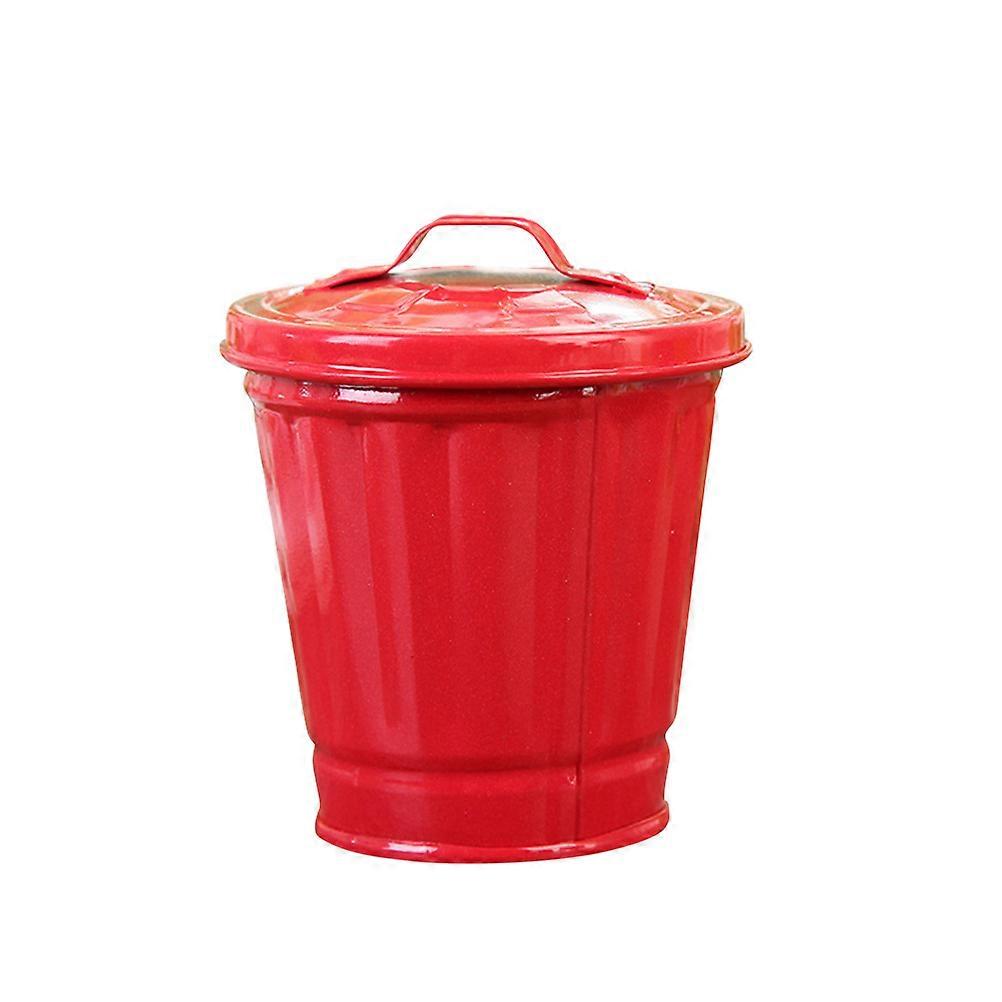 Desktop Waste Container Iron Mini Trash Can for Storage Use 2Pcs
