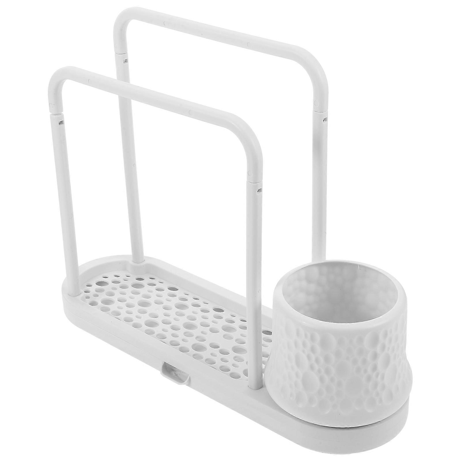 Sleek 3Pcs Rag Storage Rack Soap Sponge Holder For Home Use In White Built To Store Cleaning Supplies Efficiently