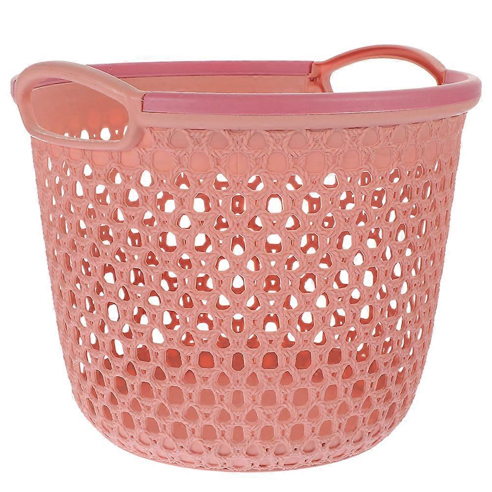 Laundry Basket Plastic Clothes Hamper for Home Use with Handle Pink