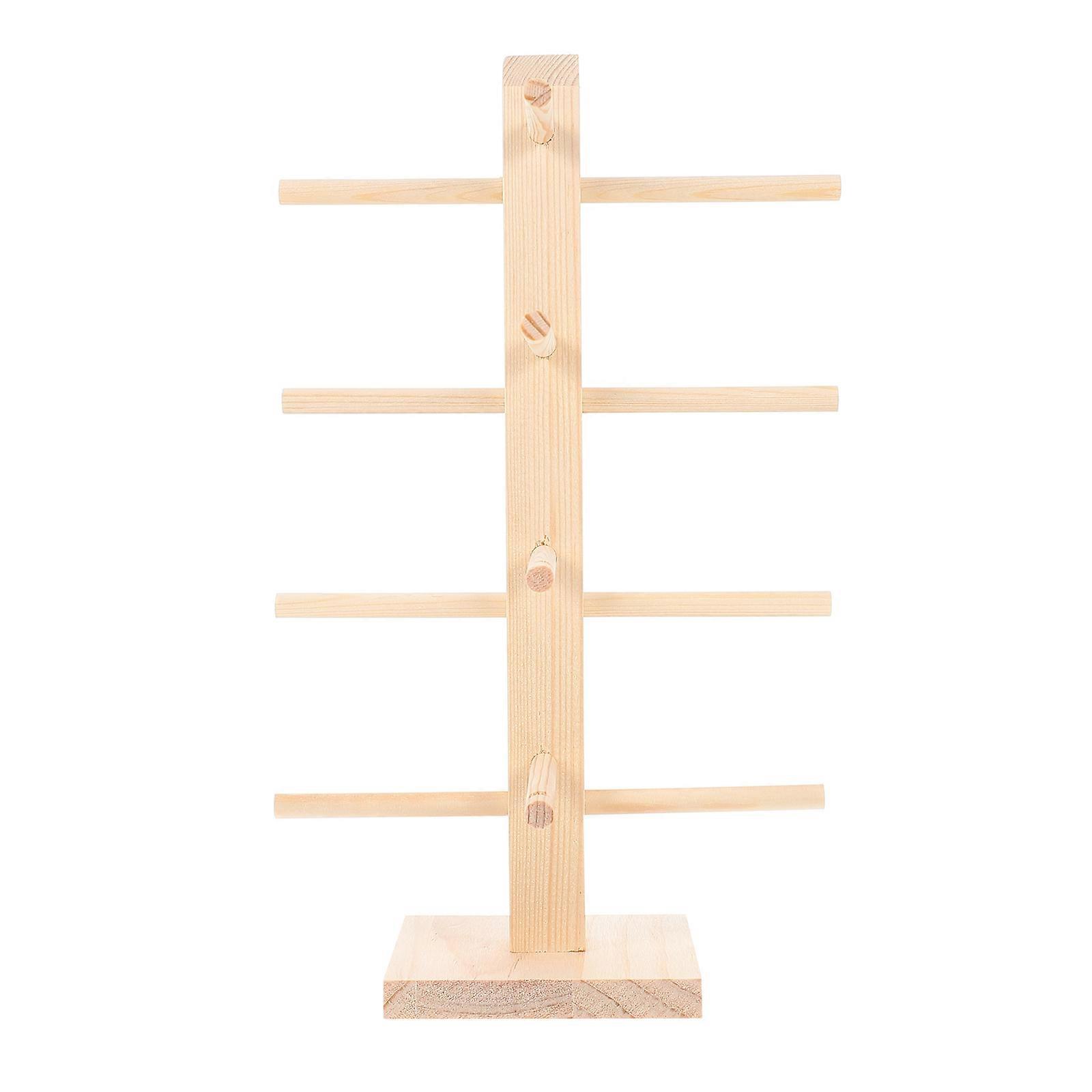 Sunglasses Display Pine Wooden Glasses Rack Khaki with Stable Sunglass Hold for Storage Use