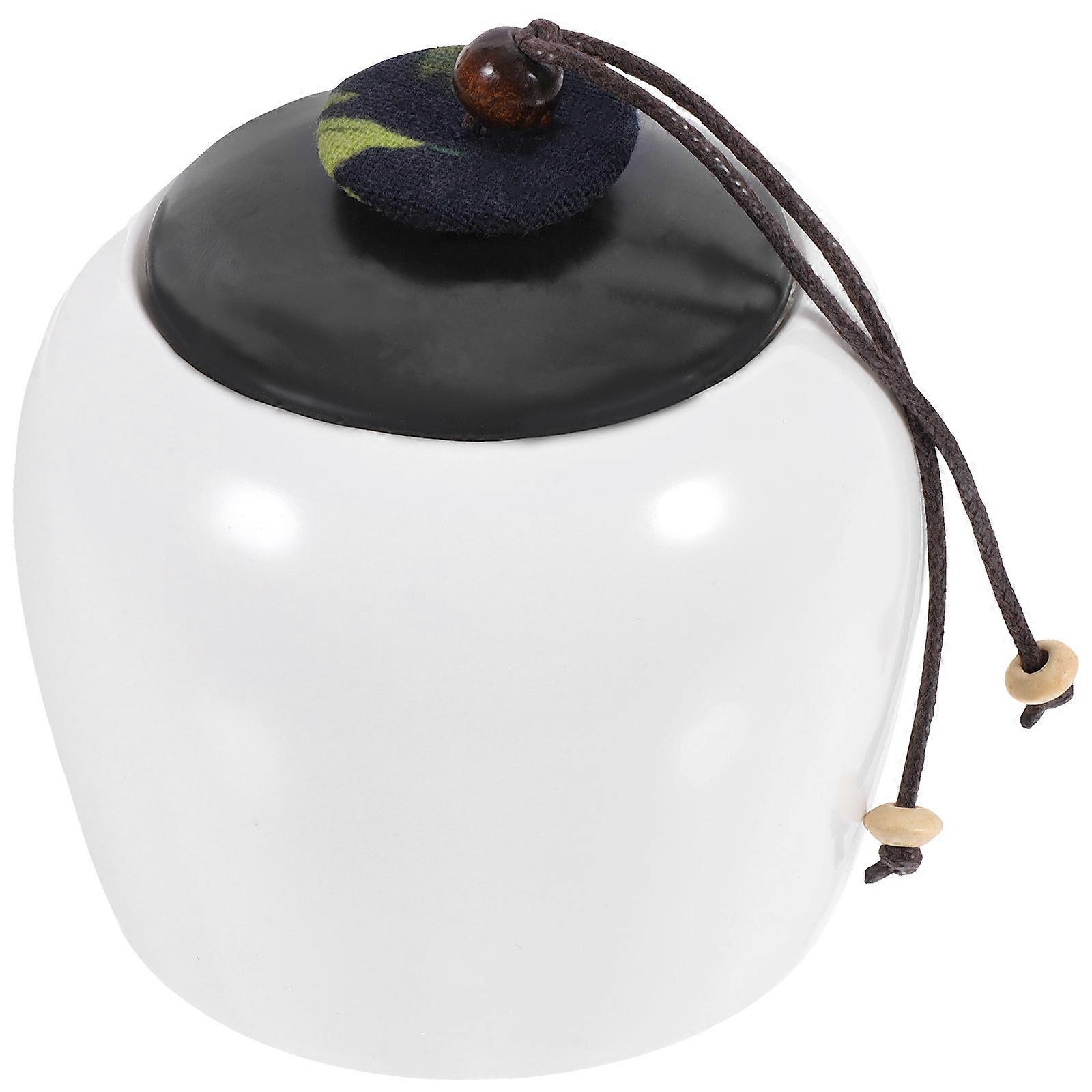 Ceramic Tea Canister Tea Leaf Storage Container for Home Use 1Pcs White